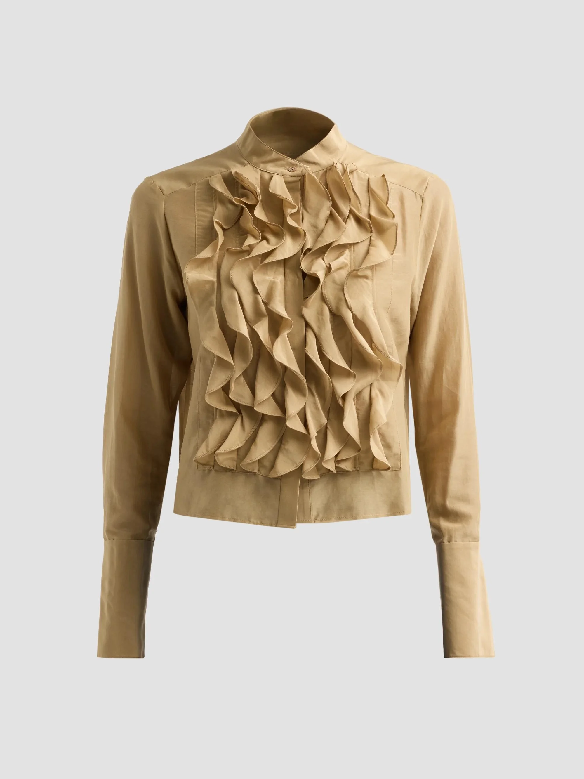 Women's Patti Ruffle Cotton-Silk Blouse - Kelp - 1