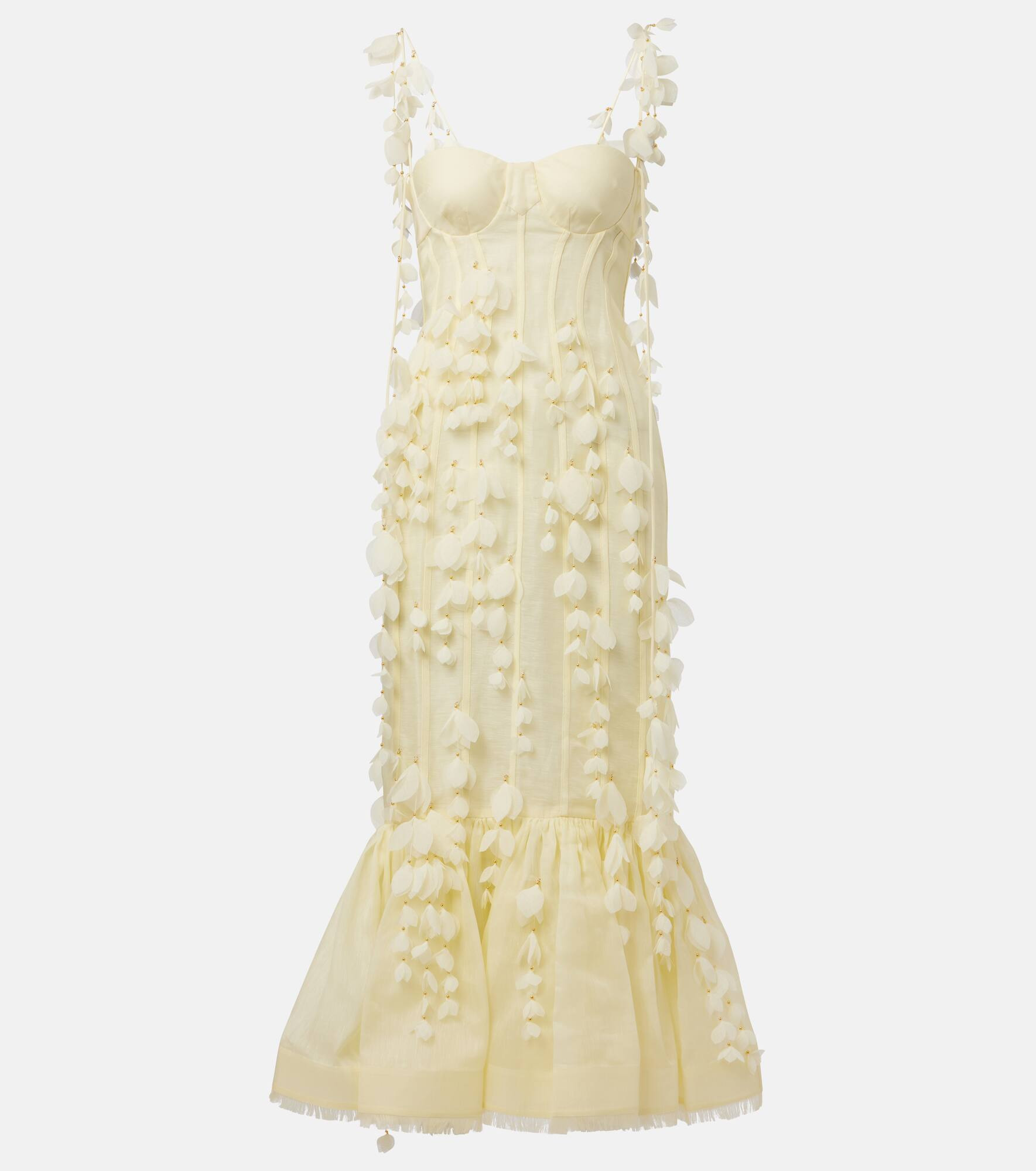 Dawning linen and silk midi dress - 1