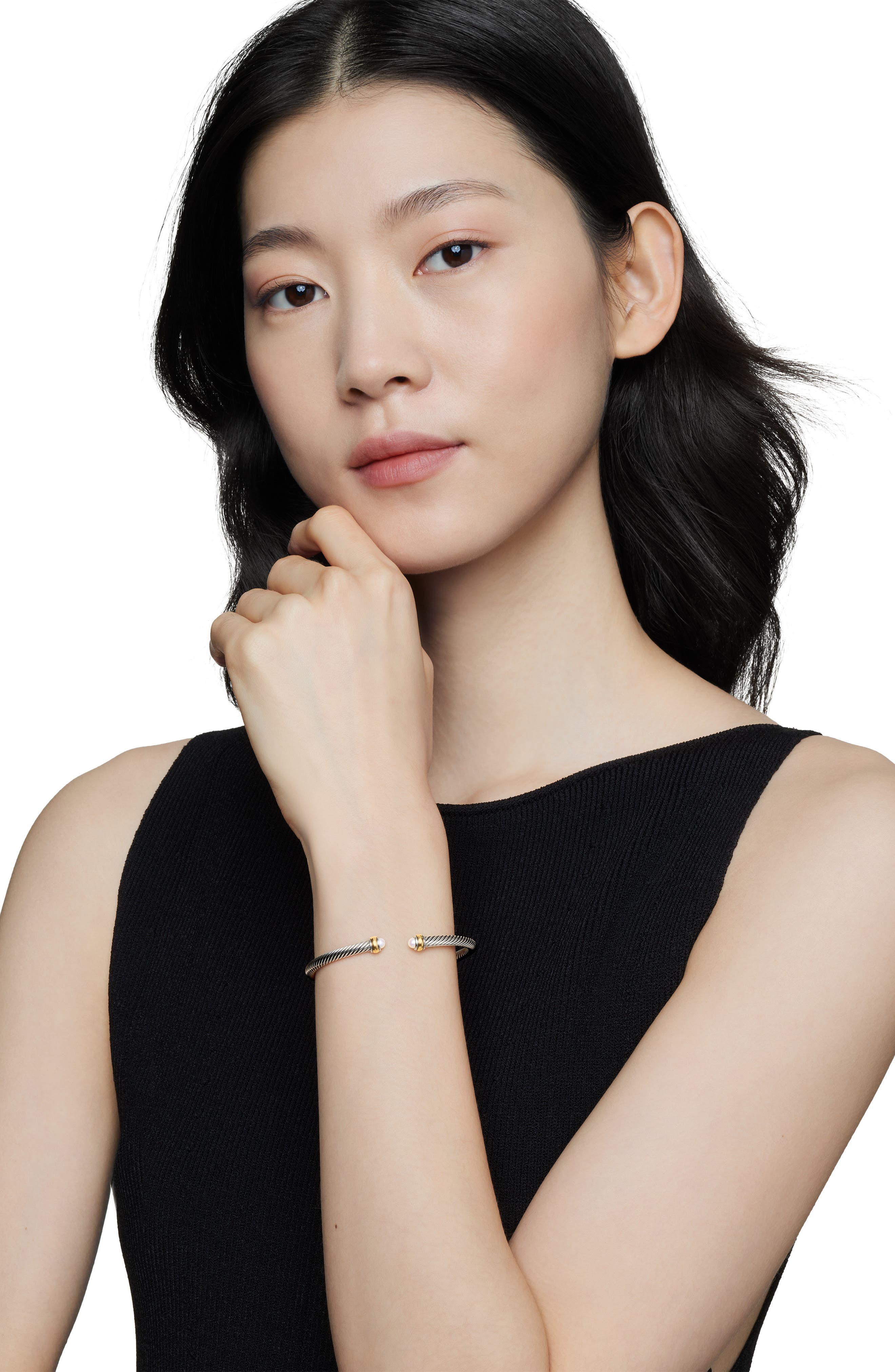 David Yurman Cable Classic Bracelet with 18K Gold & Semiprecious Stones, 4mm in Silver/Pearl at Nord - 6