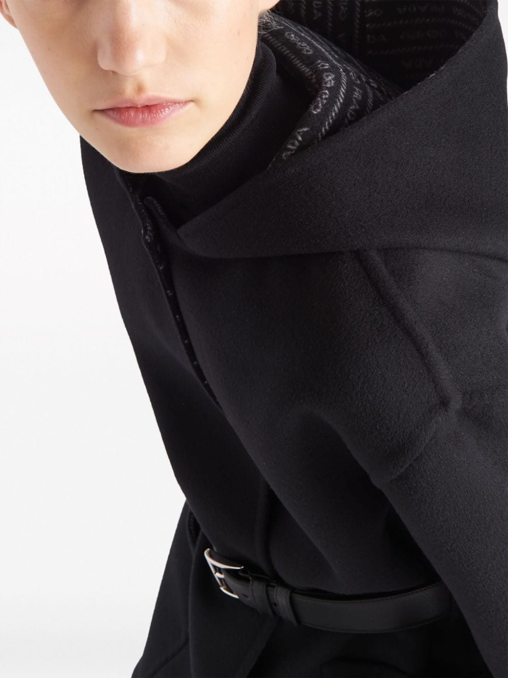 belted hooded wool coat - 5
