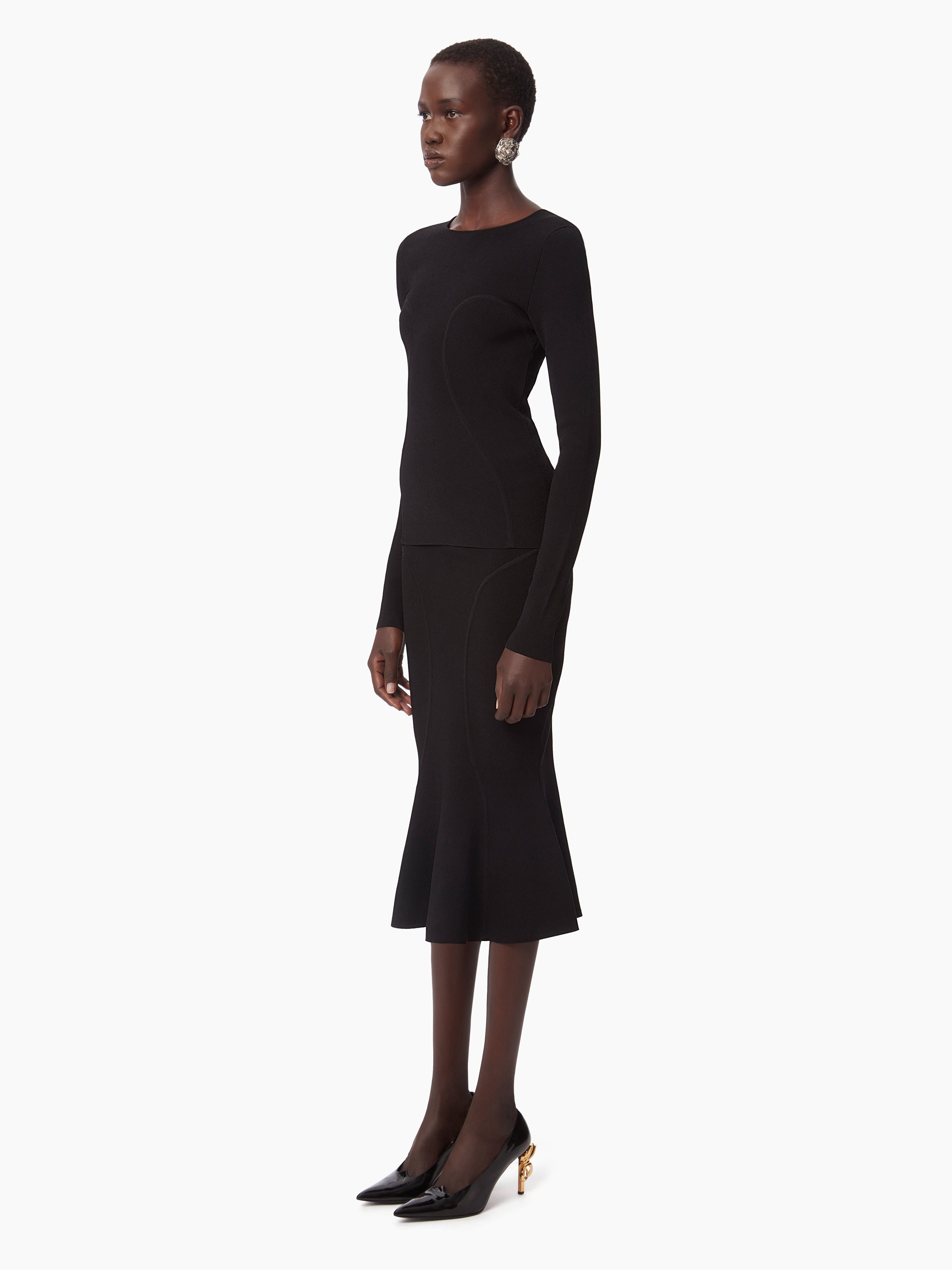 LONG MERMAID SKIRT WITH CUTLINES - 2