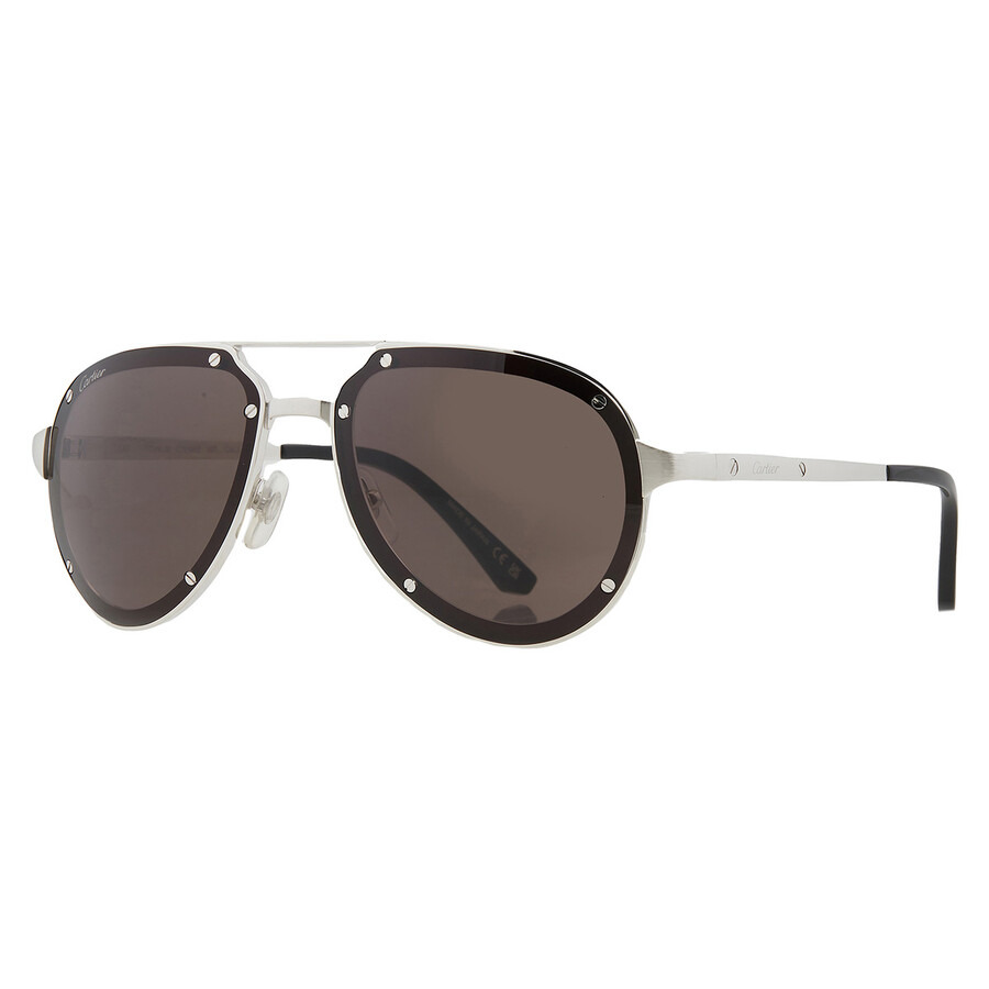 Cartier Santos de Cartier Grey Pilot Men's Titanium Sunglasses CT0195S 001 60 - 2