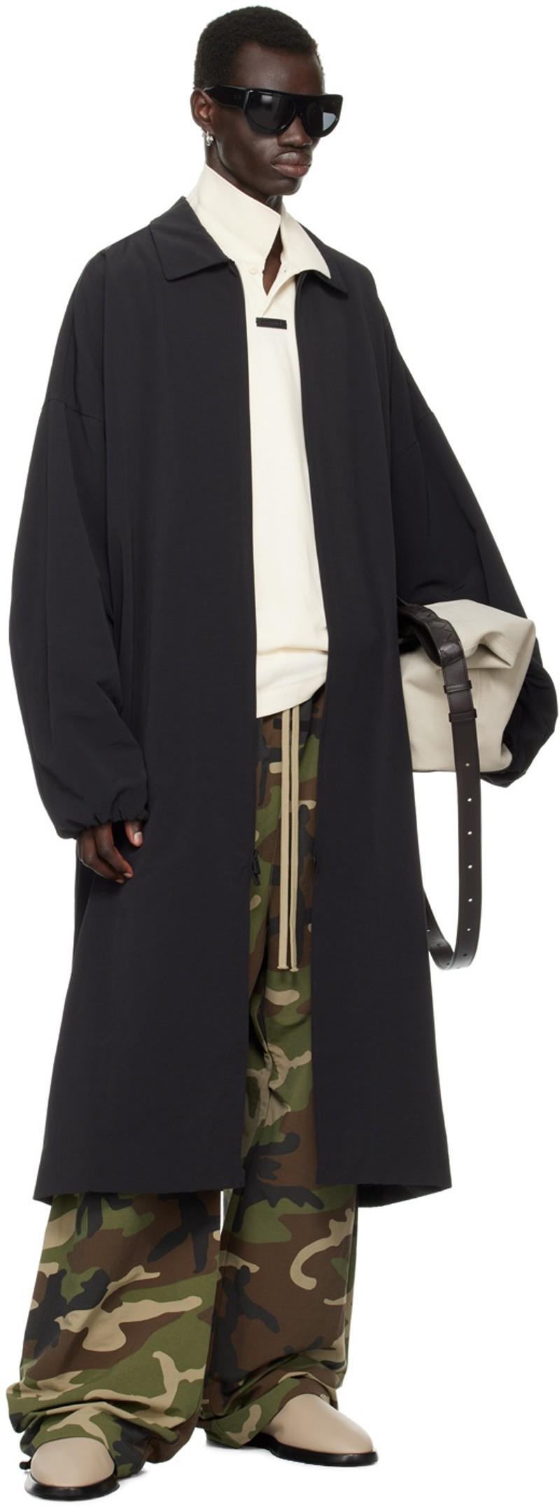 Black Recycled Nylon Trench Coat 5