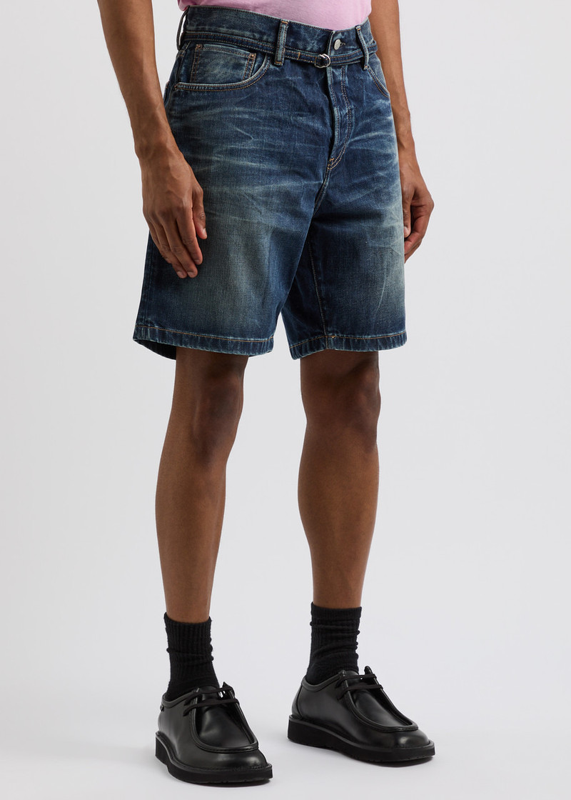 Acne Studios Roland belted denim shorts outlook