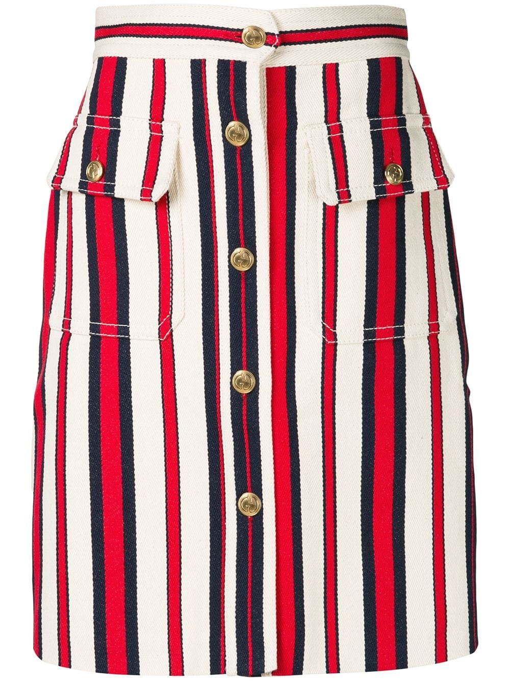 A-line striped denim skirt - 1