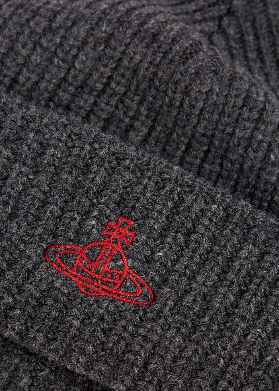 Grey logo-embroidered wool beanie - 3