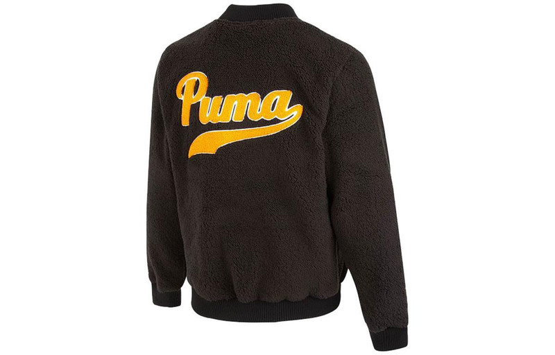 PUMA Puma Logo Sherpa Baseball Jacket 'Black' 536182-01 outlook