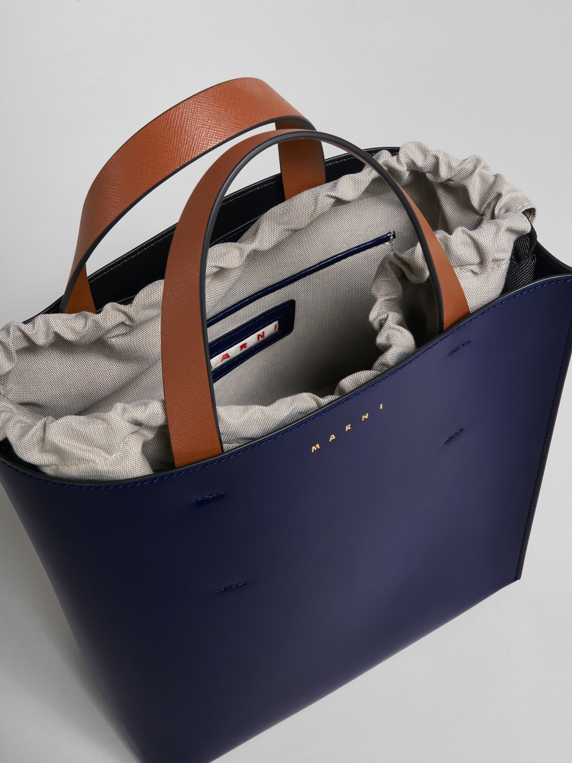 MUSEO SMALL BAG IN BLUE AND WHITE LEATHER - 4