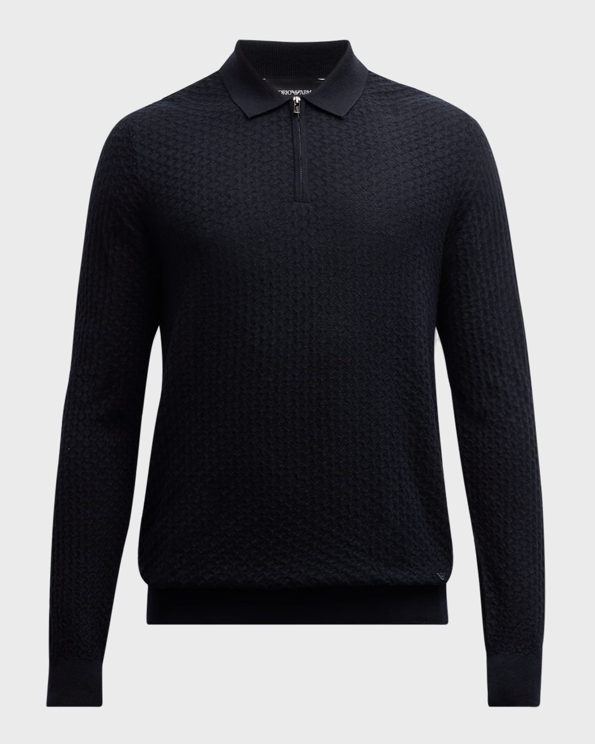 Men's Textured Quarter-Zip Polo Sweater - 1