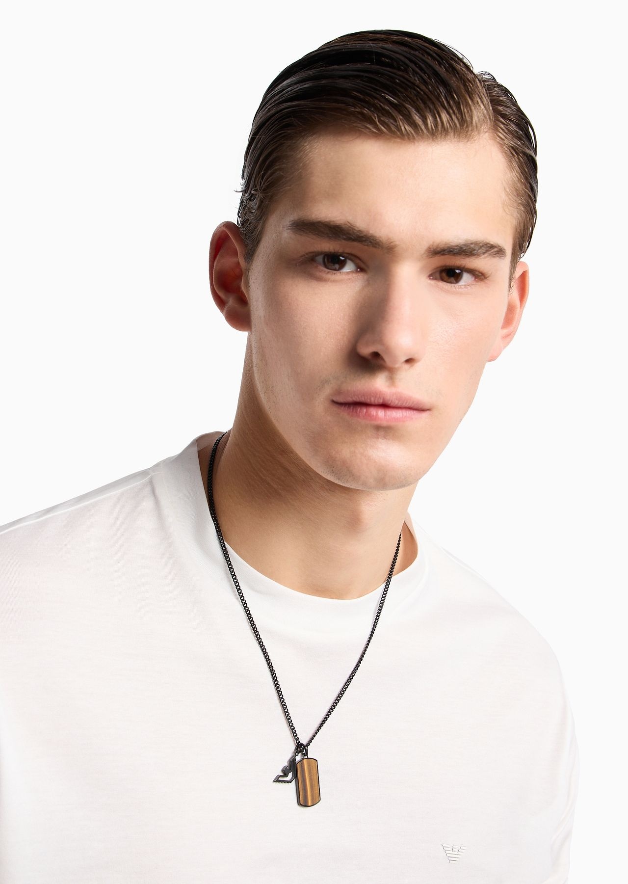 Brown Tiger's Eye Dog Tag and Black Eagle Necklace - 3