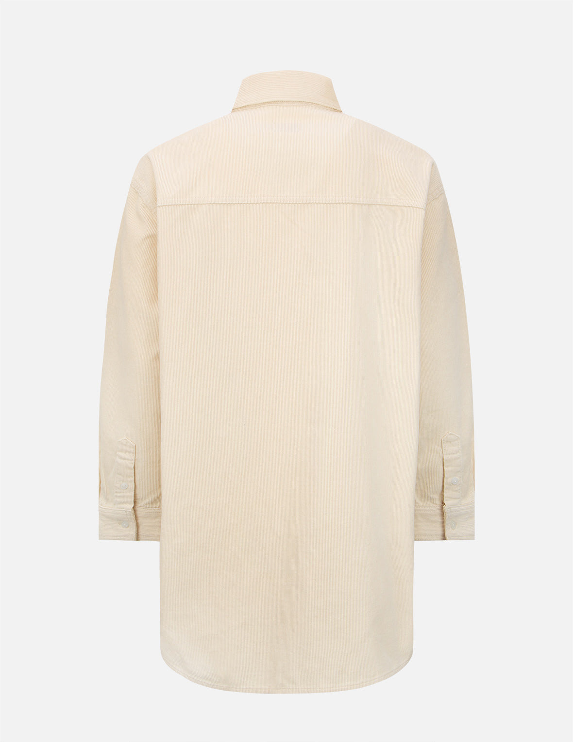 TEAR-OFF DESIGN FABRIC BLOCKING CORDUROY SHIRT DRESS - 2