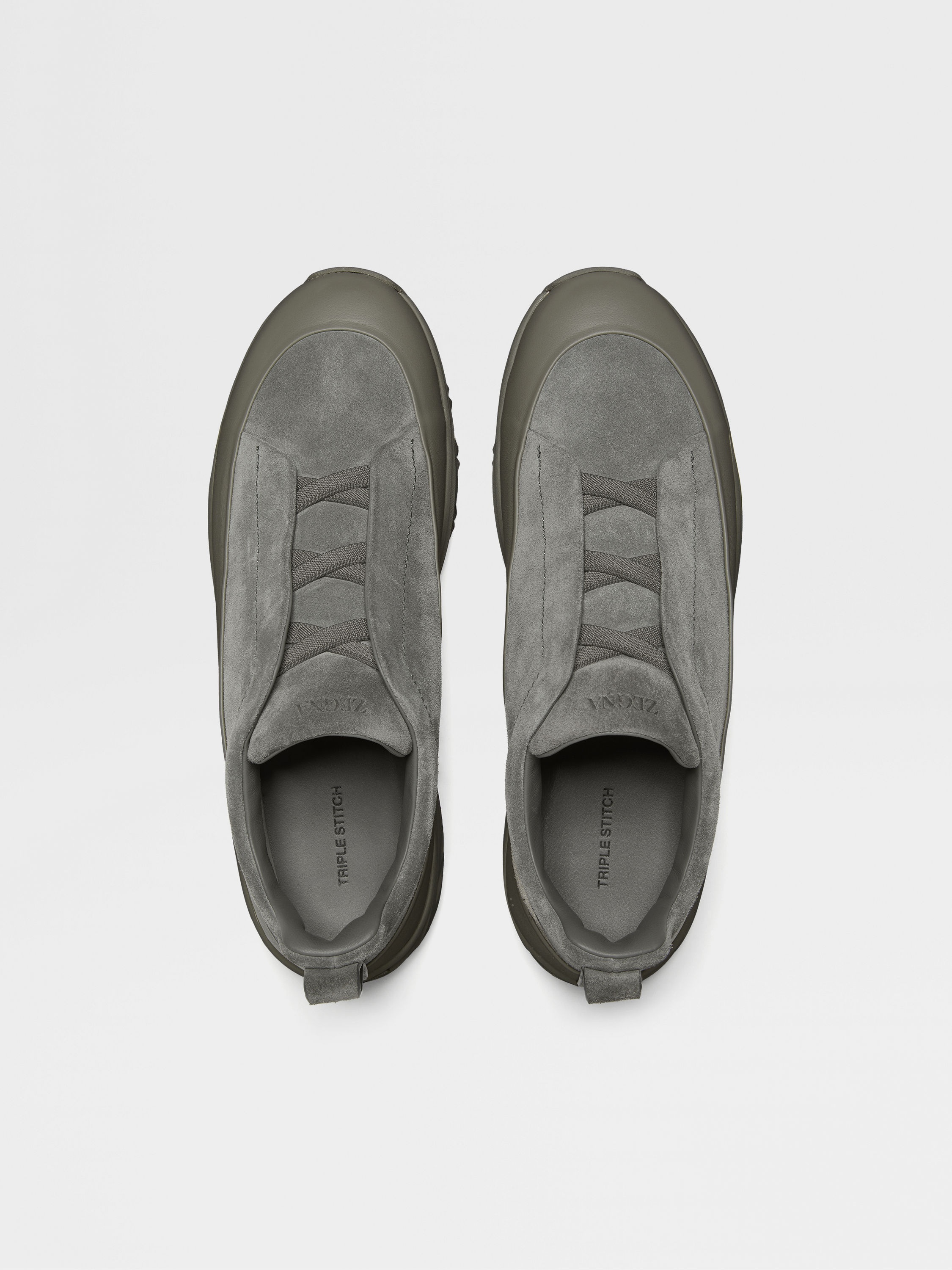 GREY SUEDE AND LEATHER TRIPLE STITCH™ MONTE SNEAKERS - 4