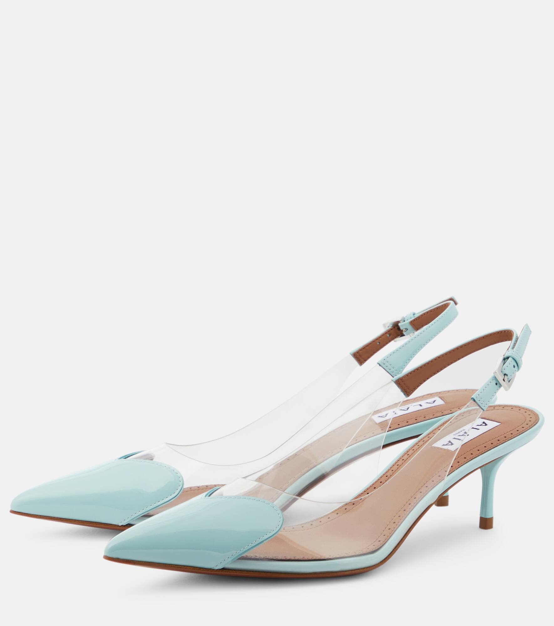 Le Cœur patent leather and PU slingback pumps - 5