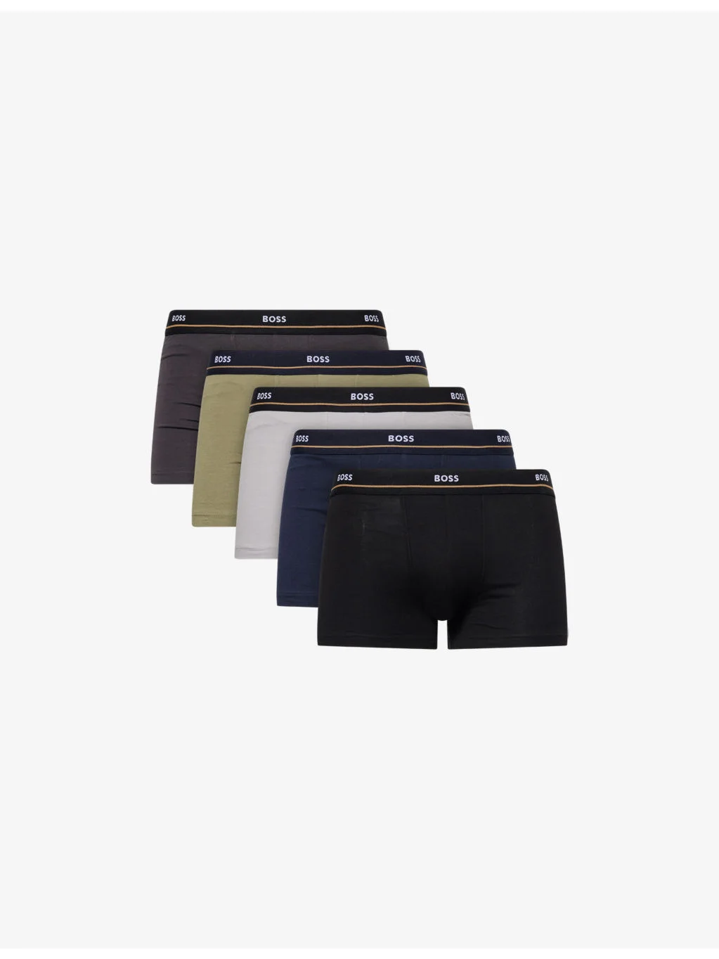 Essential Logo-Waistband Pack of Five Stretch-Cotton Trunks - 1