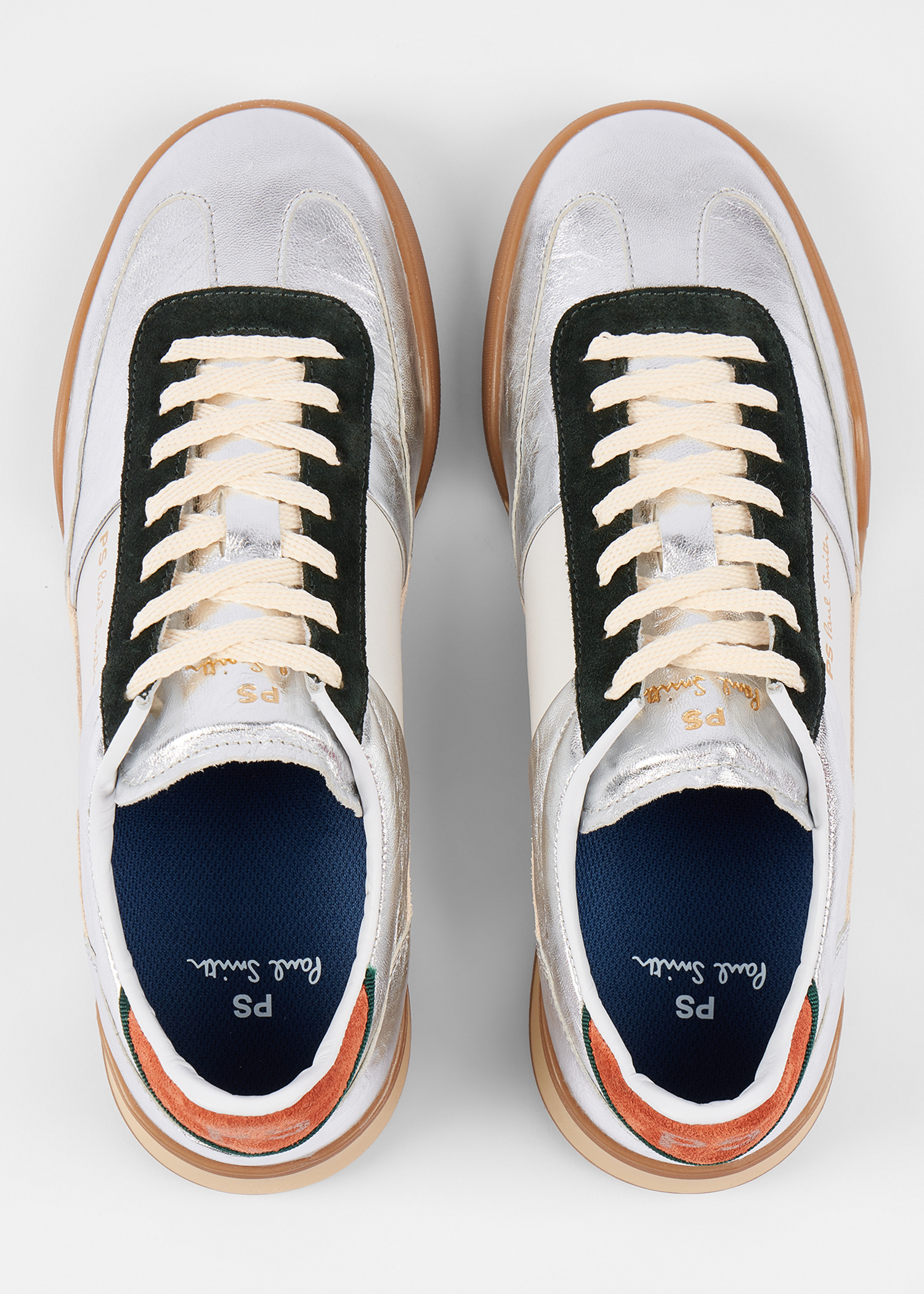 Women's Leather Silver 'Dover' Retro Gum Trainers - 6