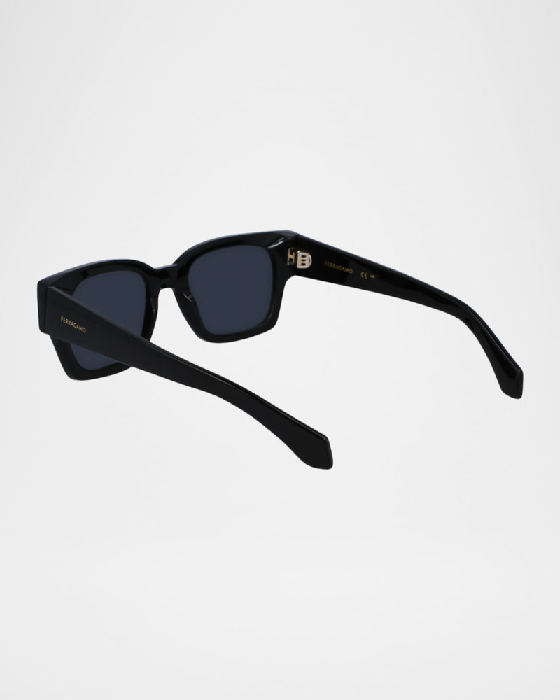 FERRAGAMO Men's Rivets Acetate Rectangle Sunglasses, 52mm outlook