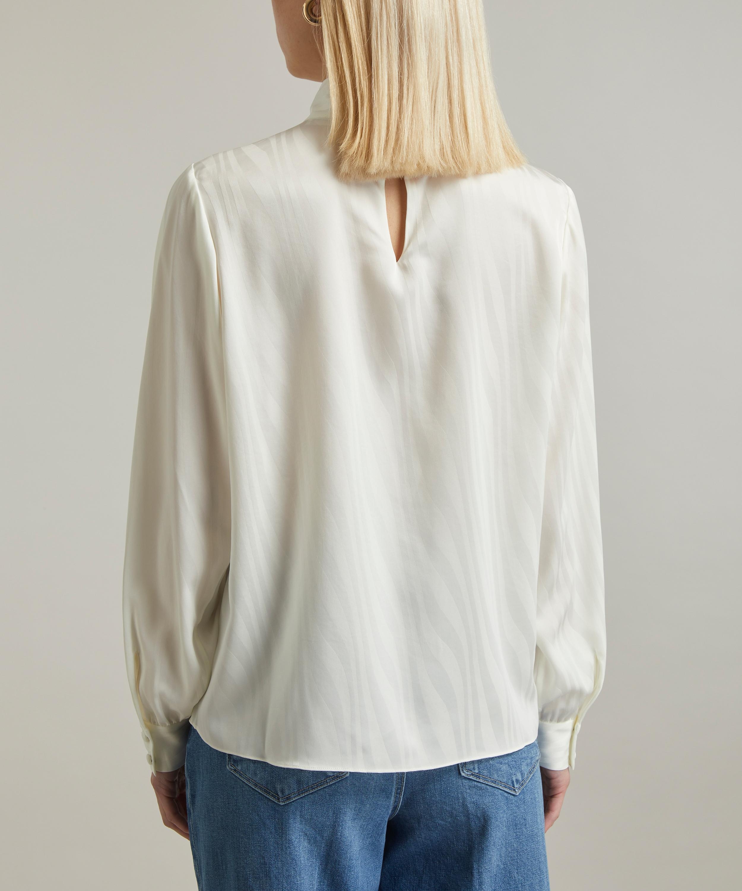 Knotted Mock Neck Silk Blouse - 4