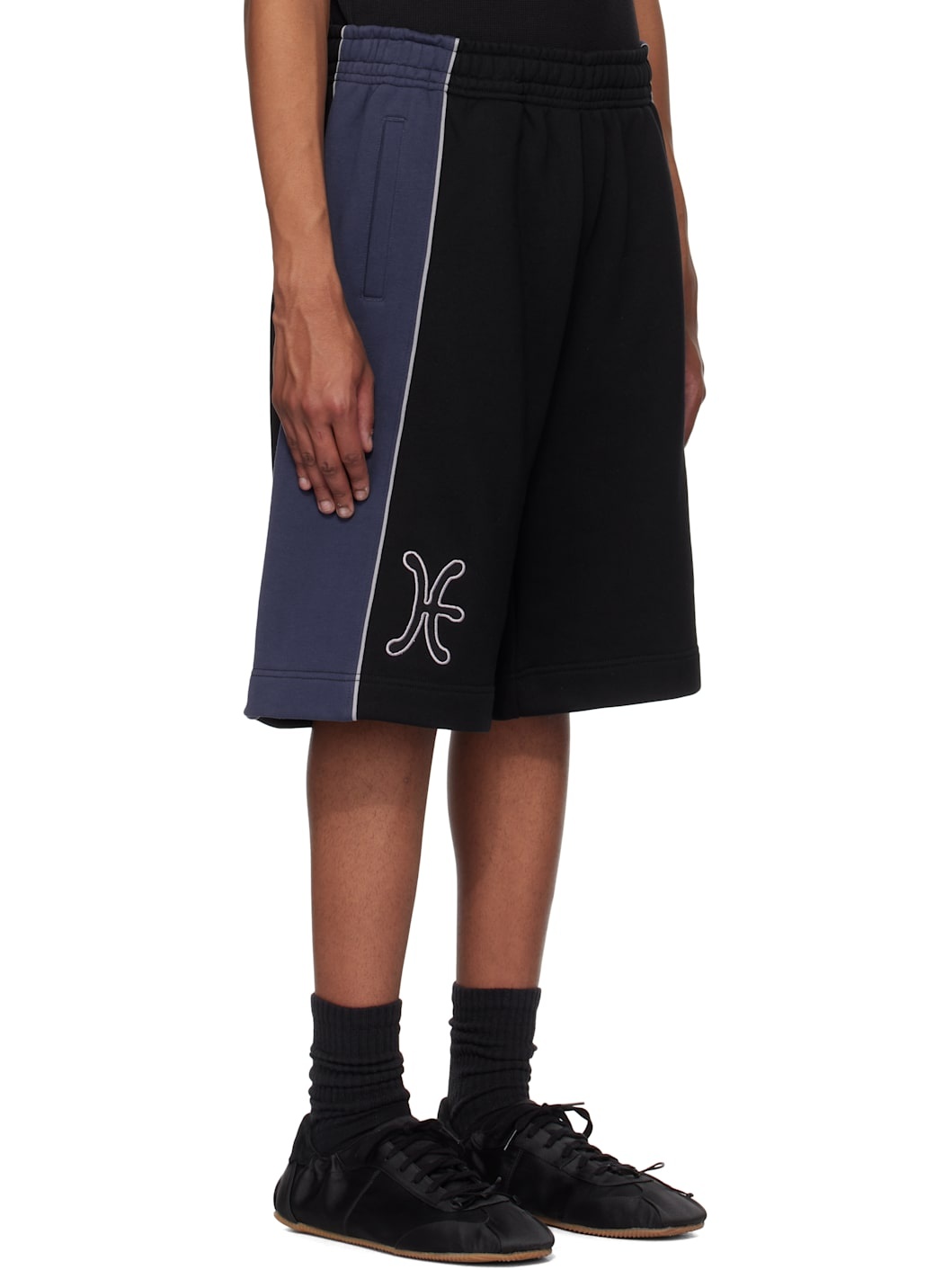 Black & Blue Paneled Shorts - 2
