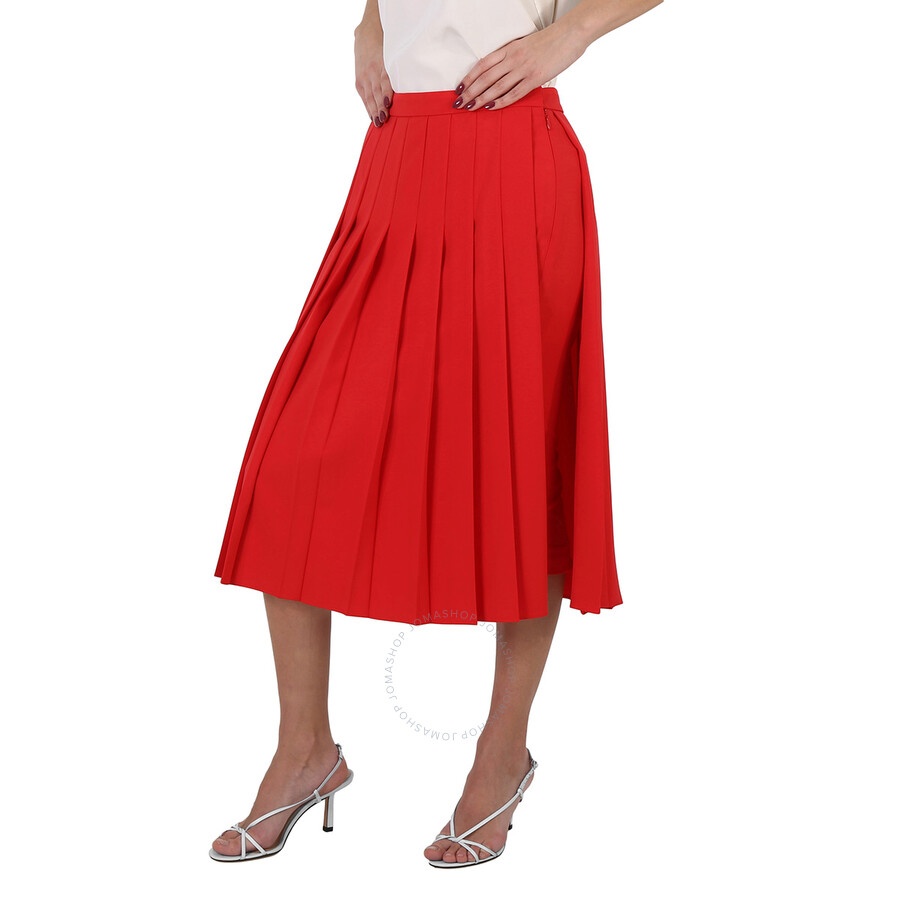 Burberry Ladies Cady Pleated Skirt In Bright Red - 3