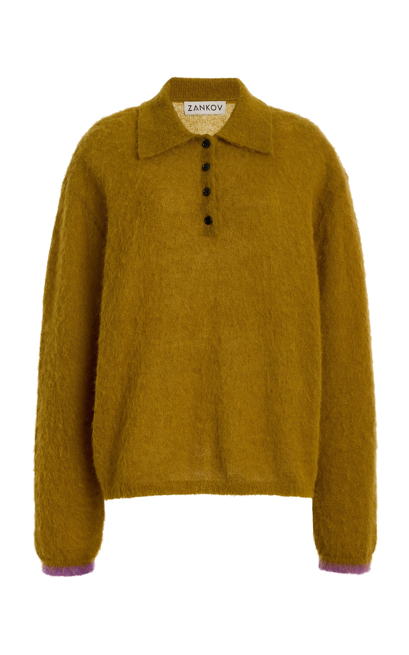 Ryan Solid Brushed Mohair Sweater yellow - 1
