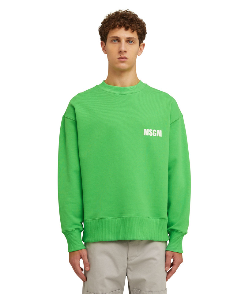 MSGM Solid color cotton crewneck sweatshirt with MSGM logo and quote outlook