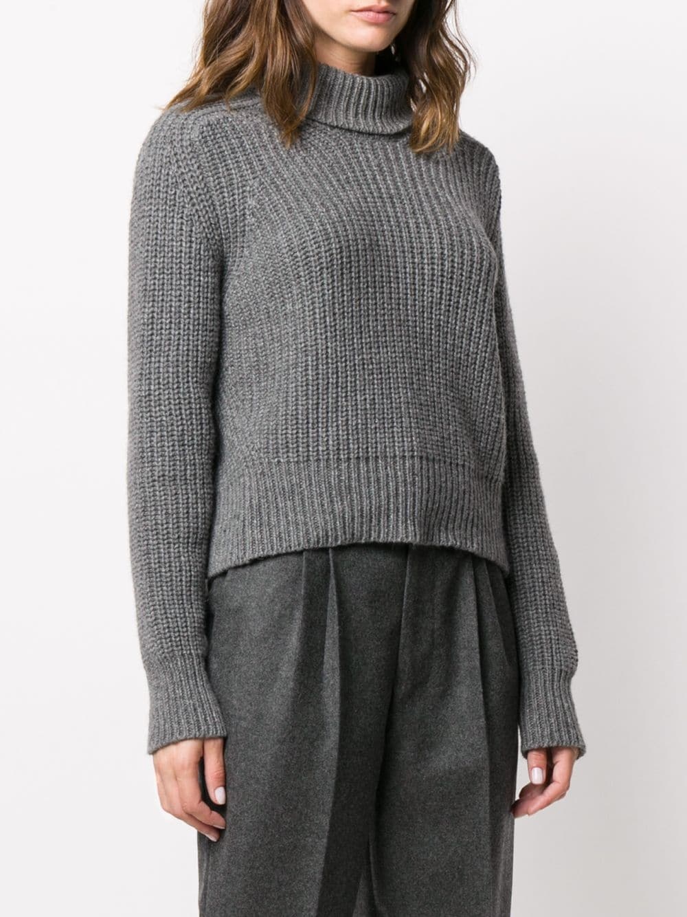 funnel neck ribbed jumper - 3