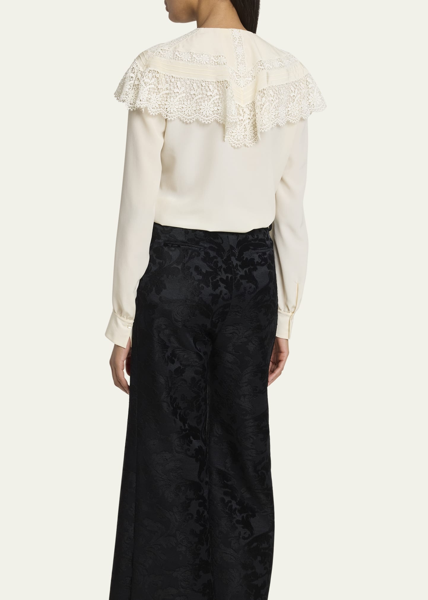 Lace Ruffle Silk Blouse - 3