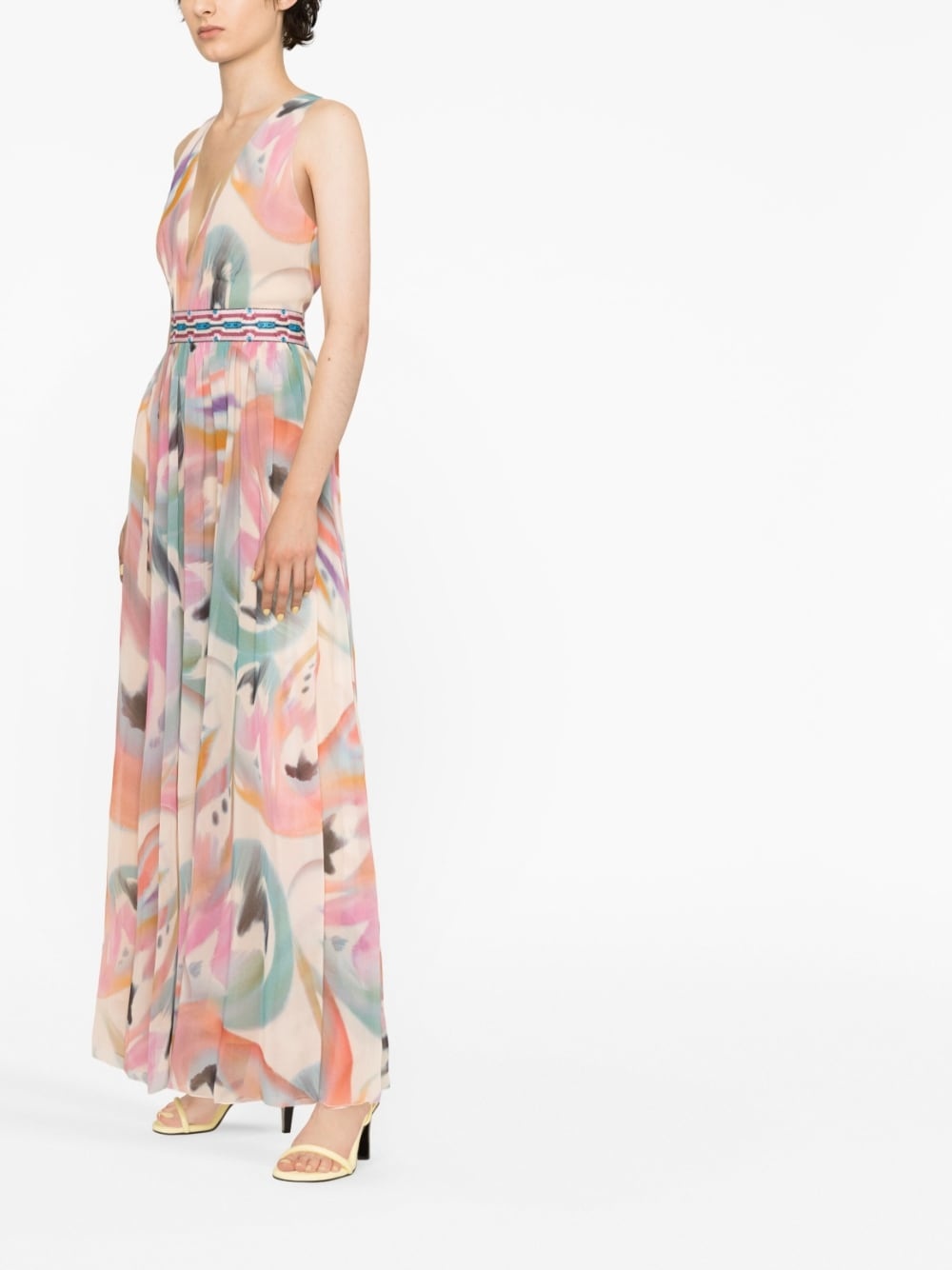 abstract-print silk maxi dress - 4