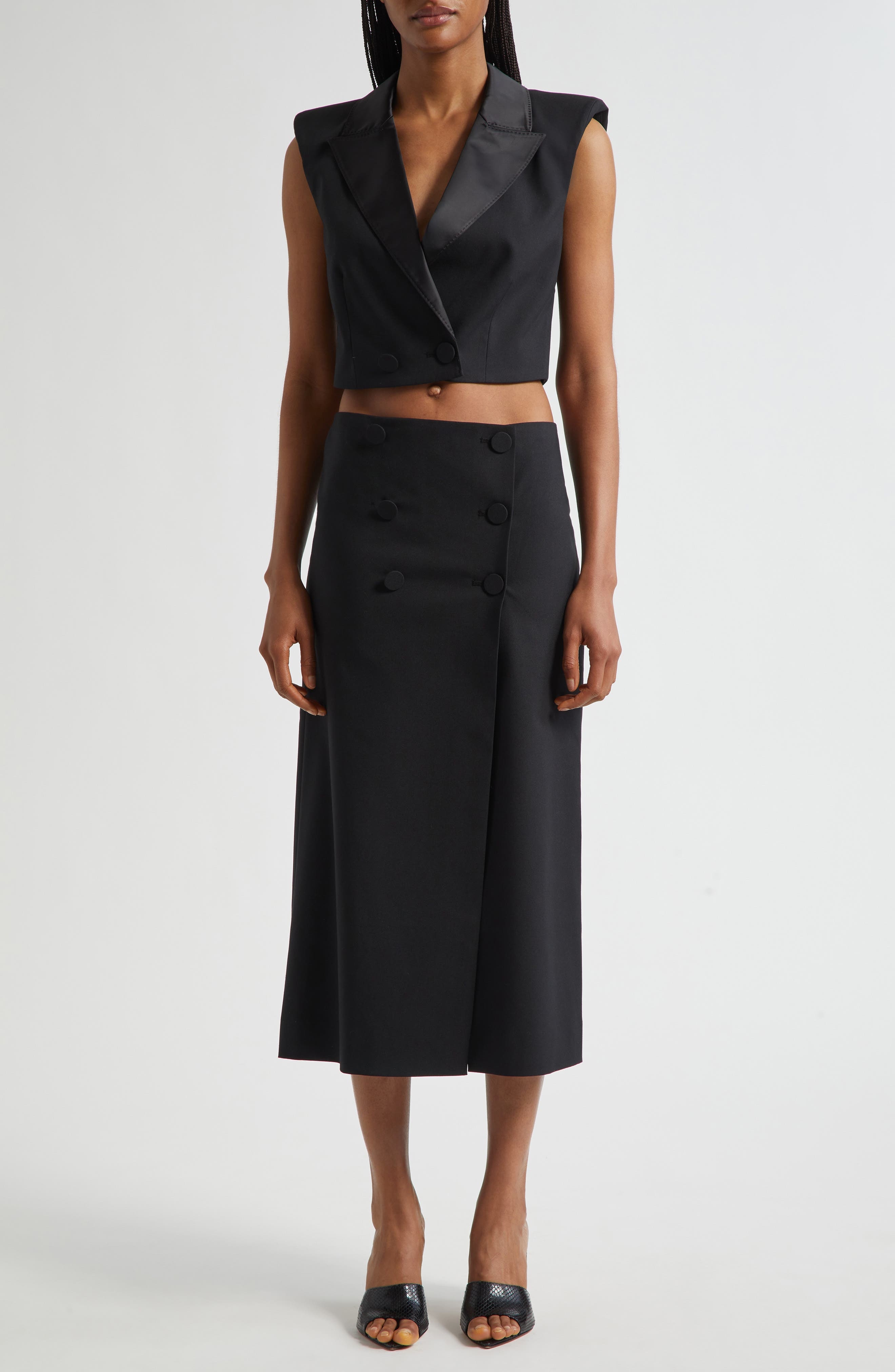 L'AGENCE Hollis Double Breasted Crop Vest in Black at Nordstrom - 7