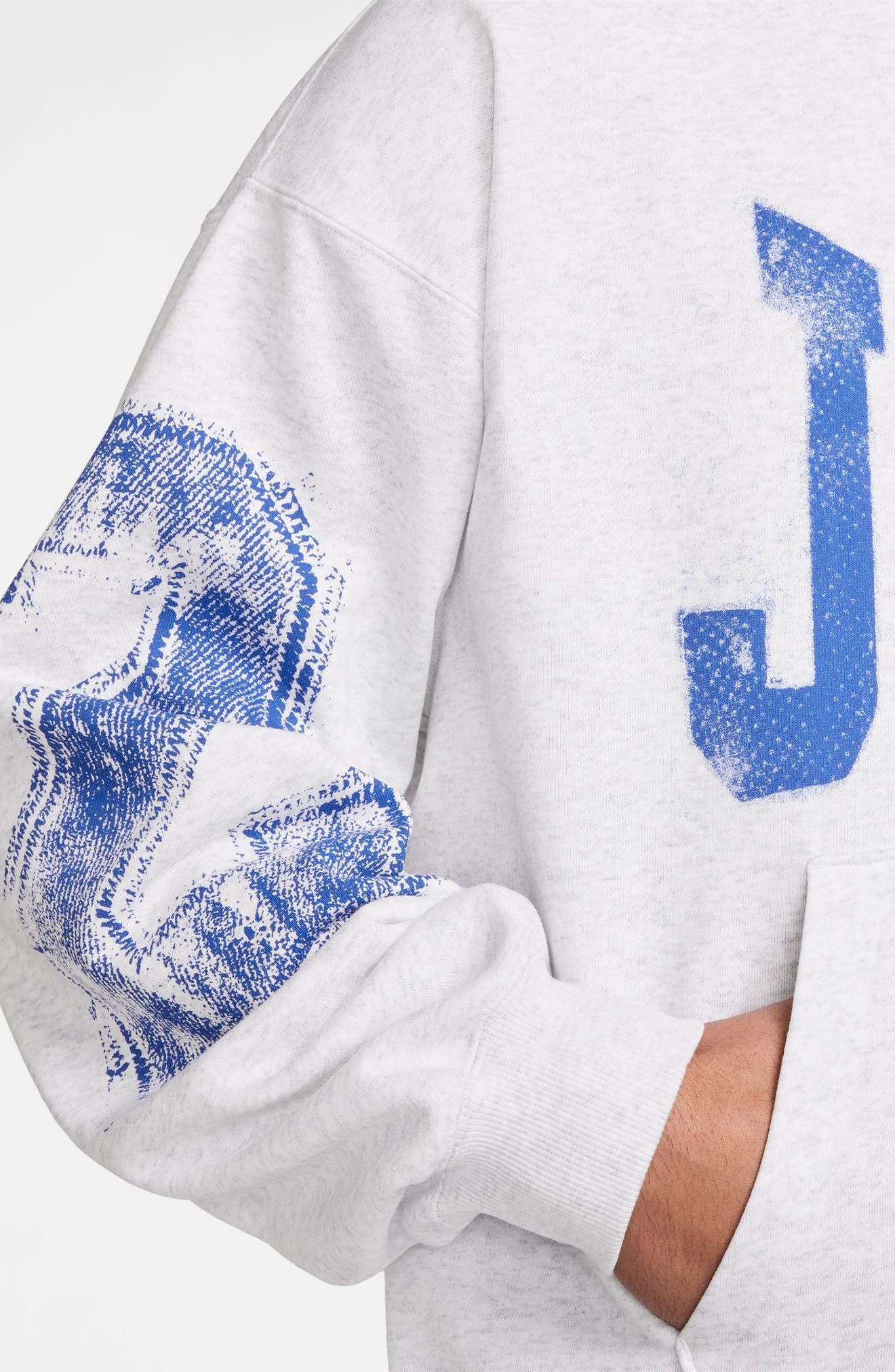 Jordan Brooklyn Collegiate Oversize Hoodie in Birch Heather/Black at Nordstrom - 3