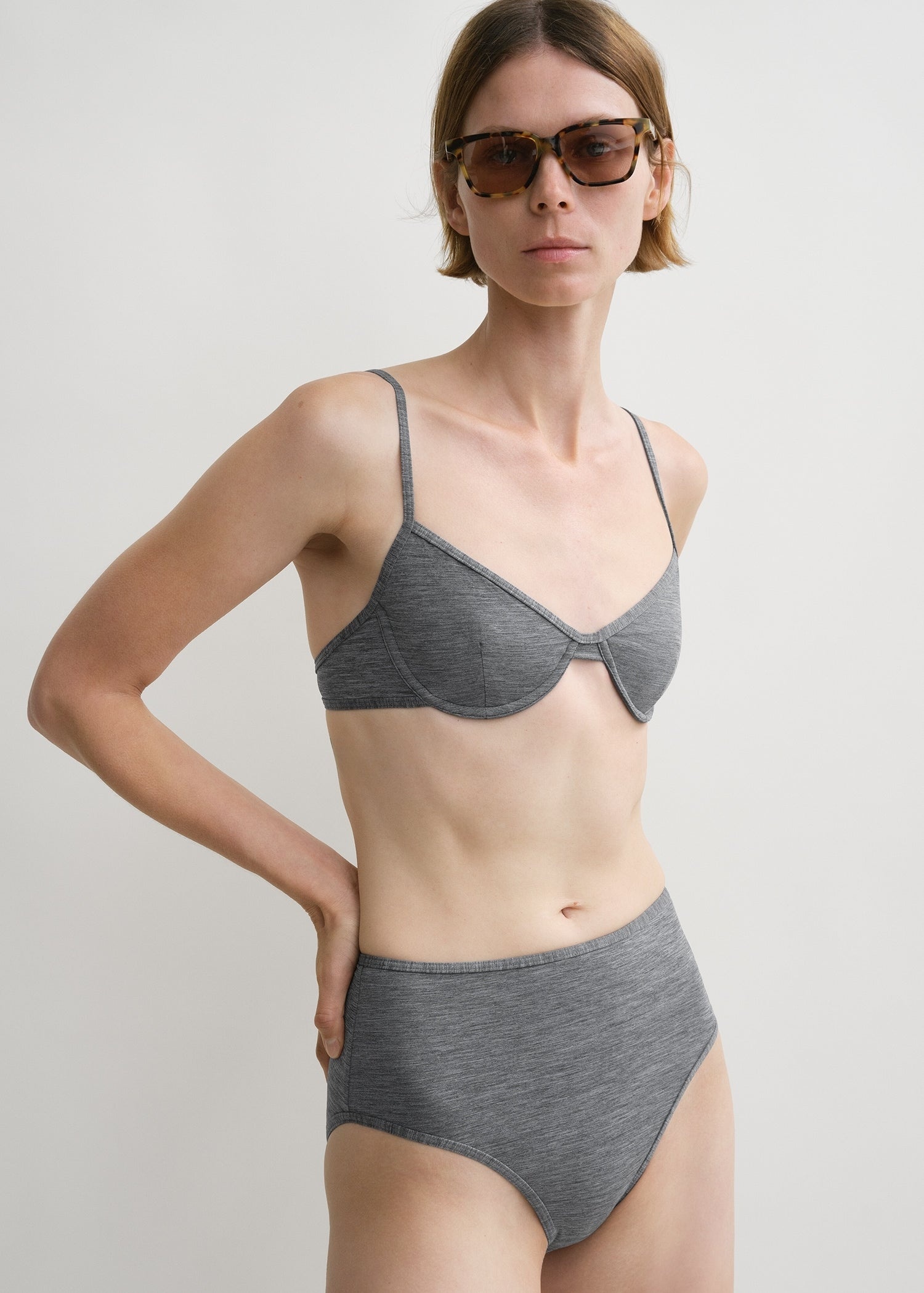 Half-cup bikini top grey melange - 6