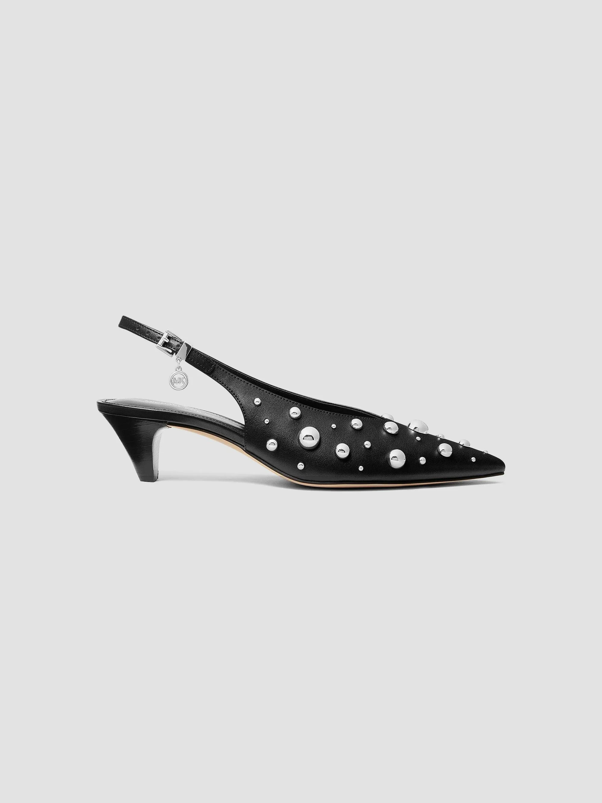Women's Tonya 50MM Imitation-Pearl Kitten Slingback Pumps - Black - 1