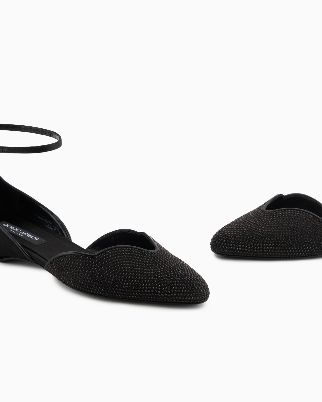 SATIN AND RHINESTONE BALLERINAS WITH A STRAP - 5