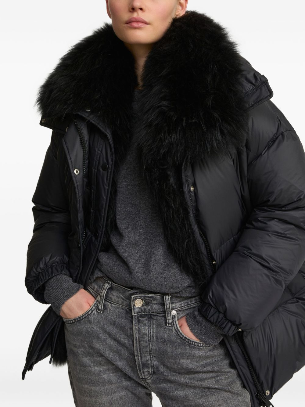 lambswool-trim puffer jacket - 4