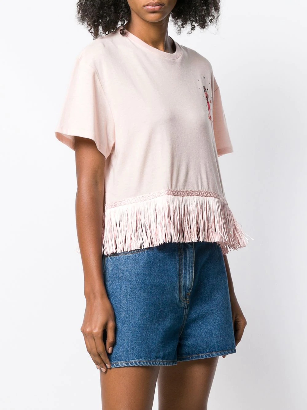 fringed embroidered T-shirt - 3