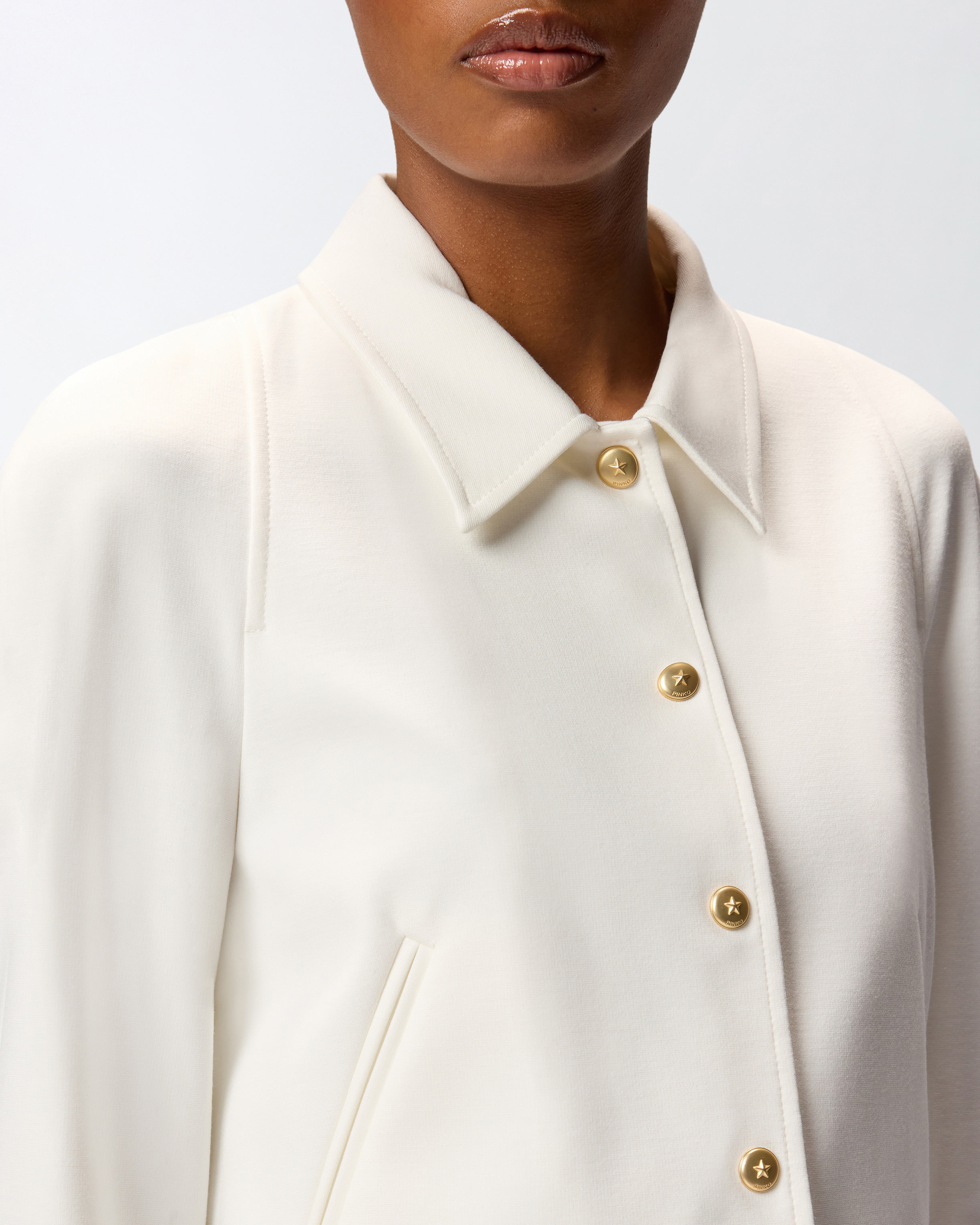SHORT FULL MILANO-KNIT TECHNICAL FABRIC JACKET - 5