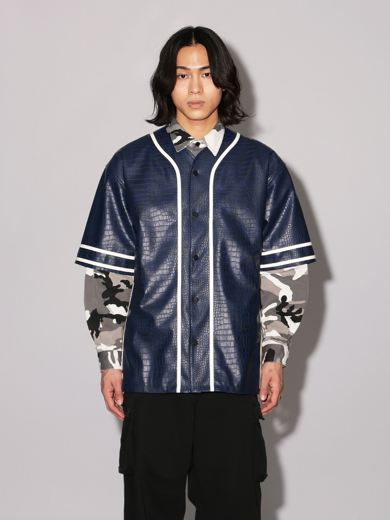 FAKE CROCODILE LEATHER BASEBALL SHIRT 3