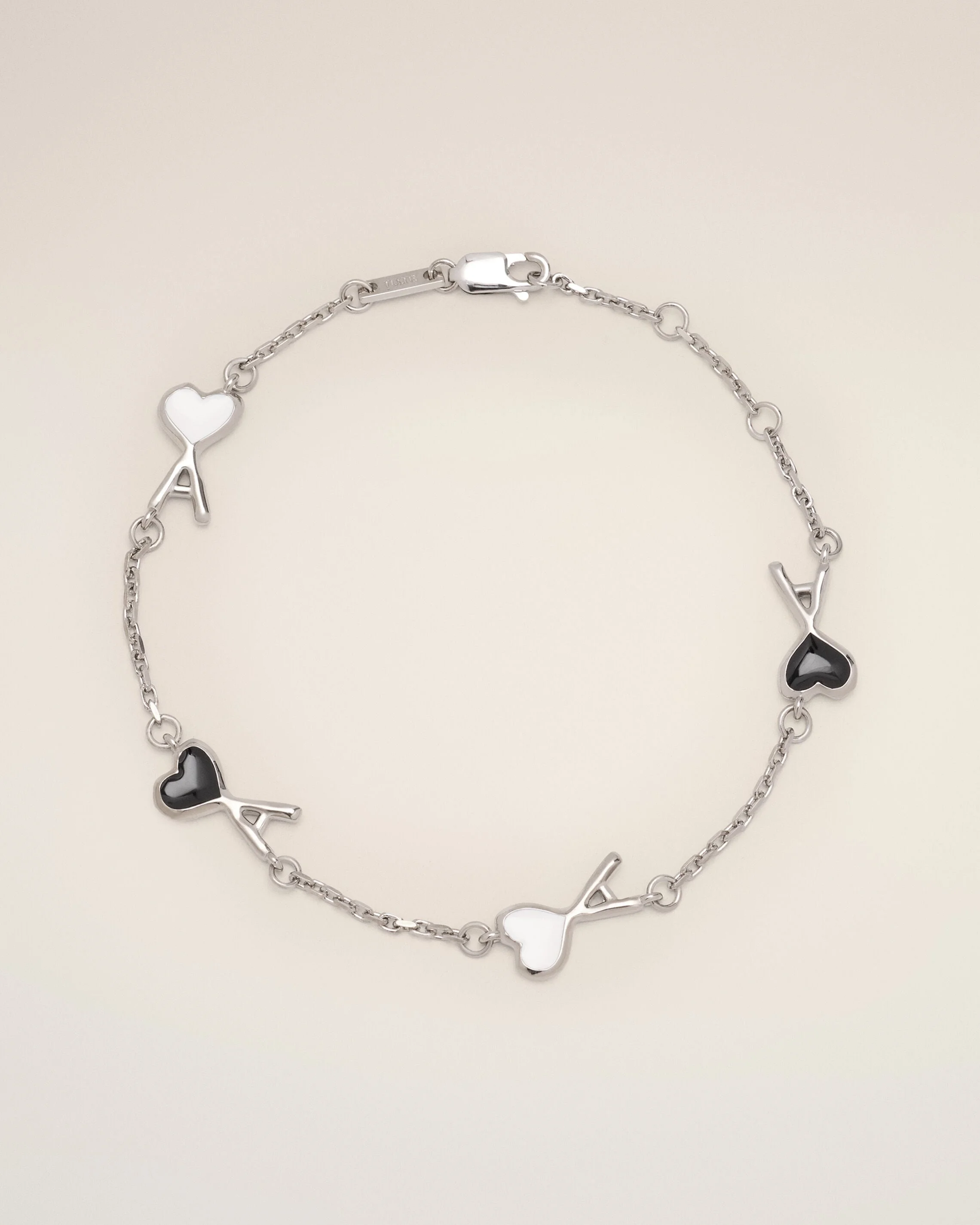 SILVER BRASS BRACELET WITH HAMMERED AMI DE COEUR - 1