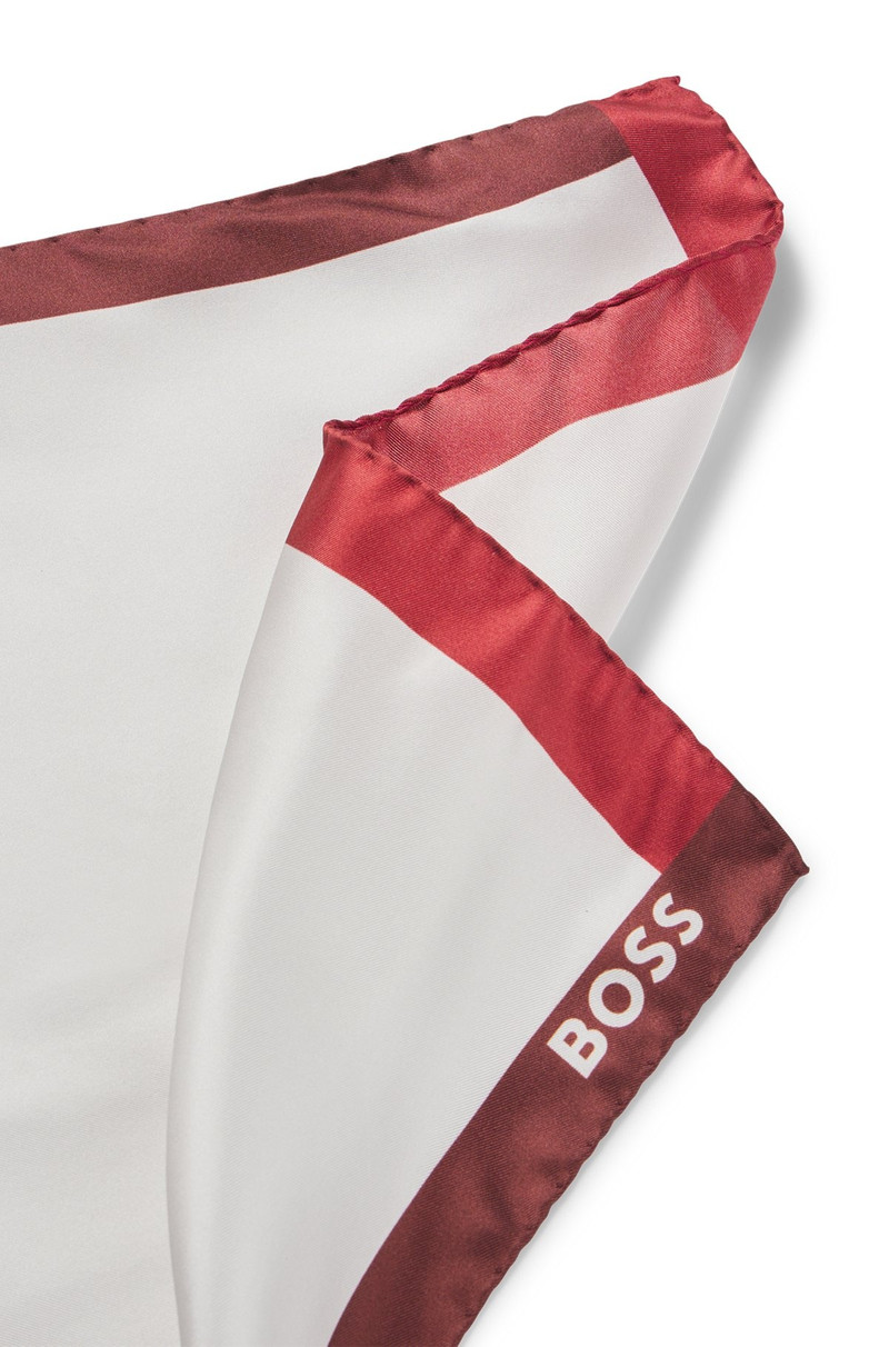 SILK POCKET SQUARE WITH BRANDING AND PRINTED BORDER 4