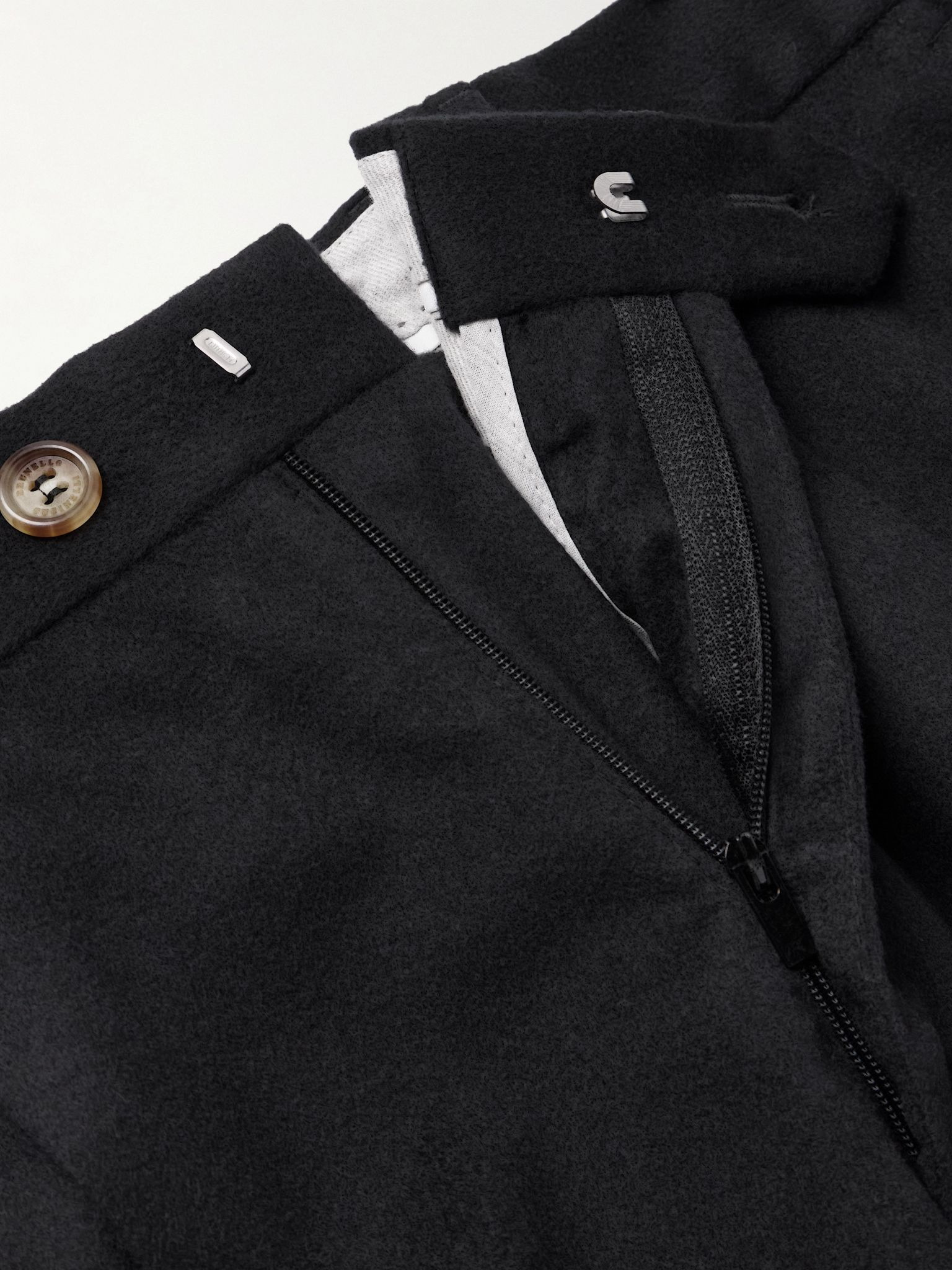Straight-Leg Pleated Wool and Cashmere-Blend Flannel Suit Trousers Black - 6