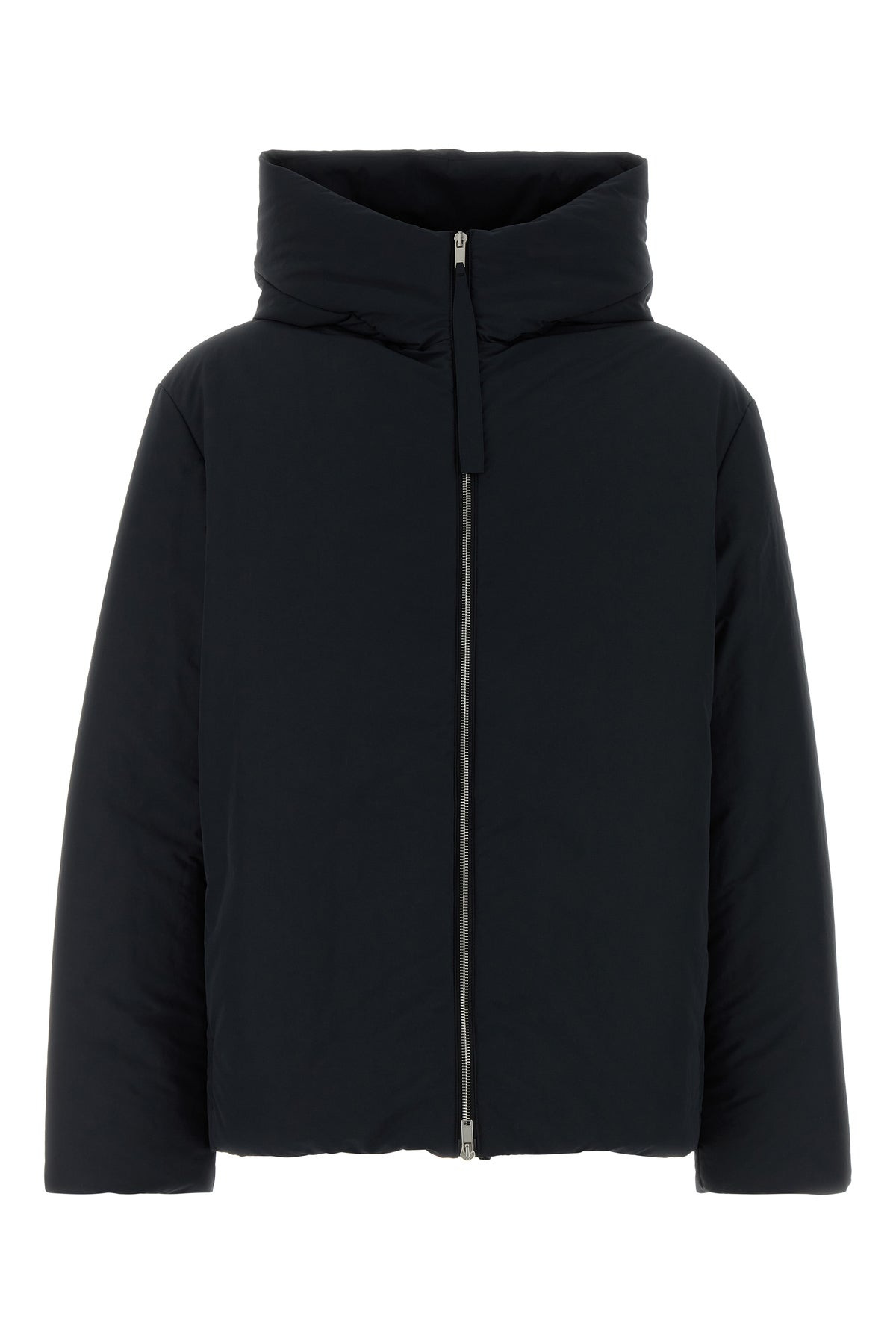 Black polyester down jacket - 1