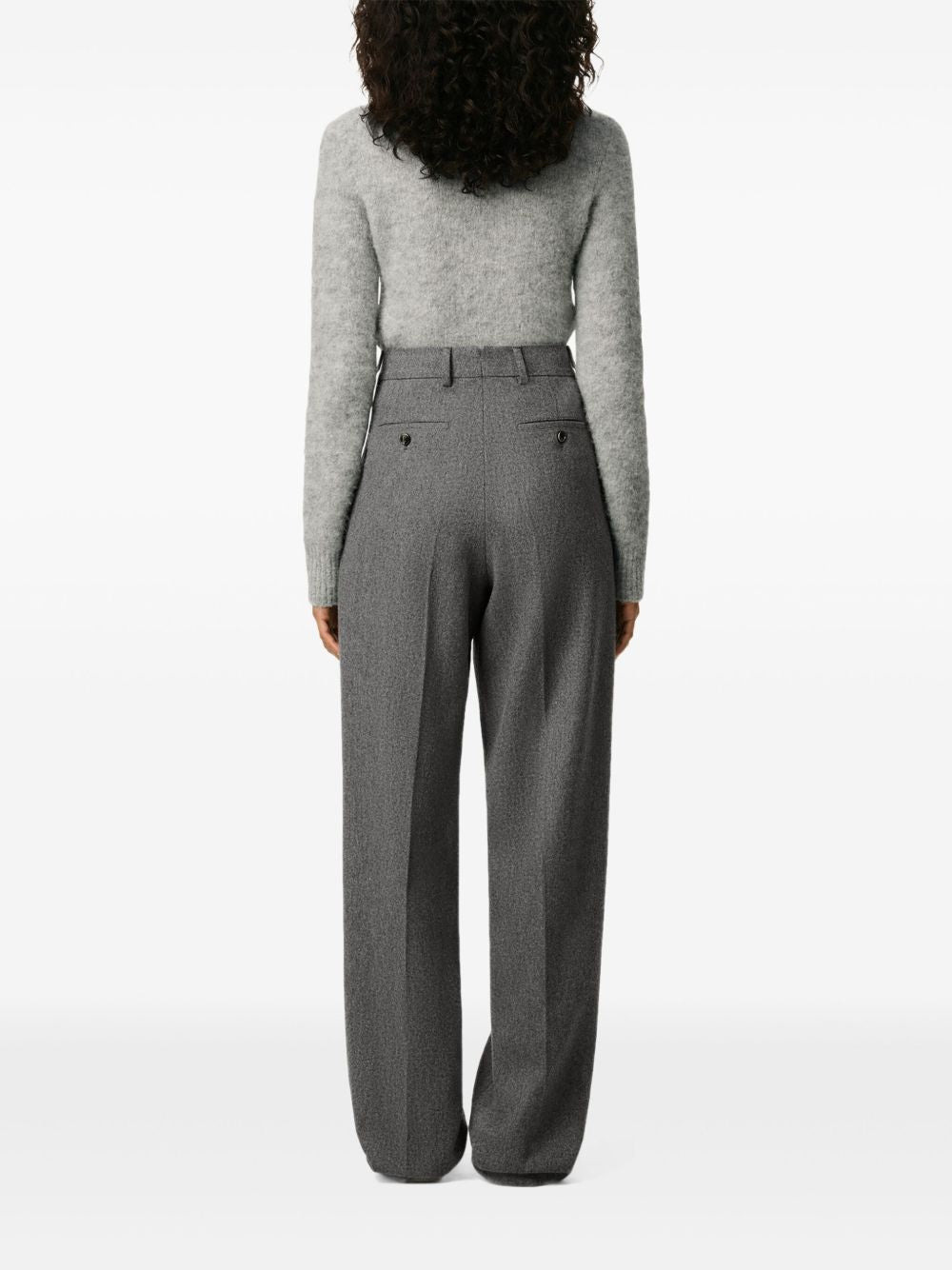 Ami Paris Women Wide-Leg Wool Trousers - 6