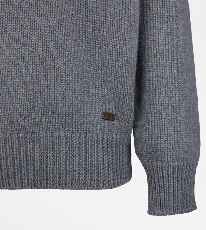 CASHMERE BLEND ROUND-NECK PULLOVER - GREY 3