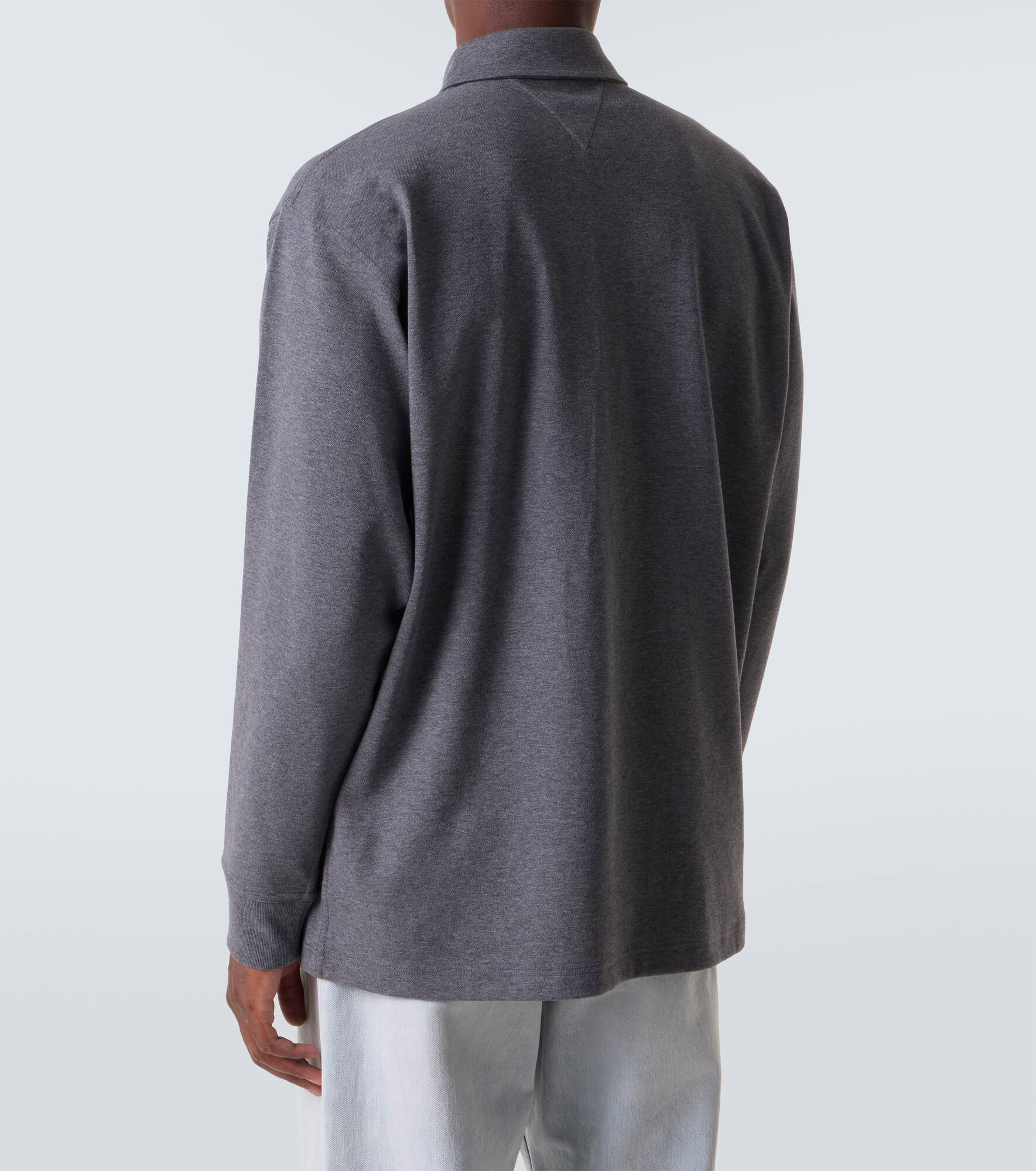 Intrecciato cotton jersey polo sweater - 4
