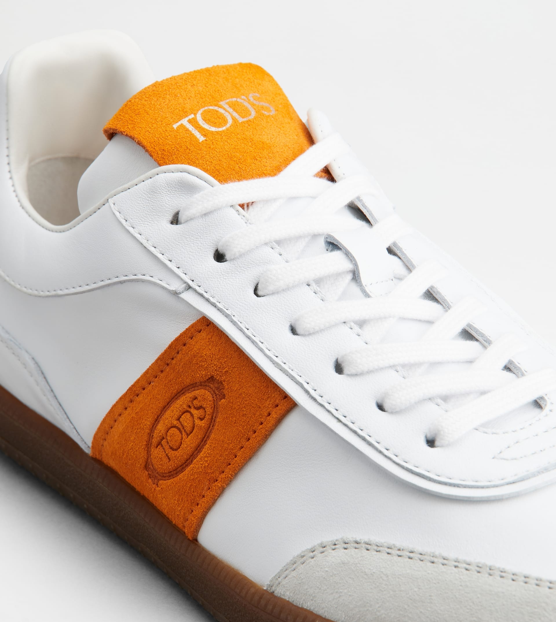 TOD'S TABS SNEAKERS IN SUEDE - WHITE, ORANGE - 6
