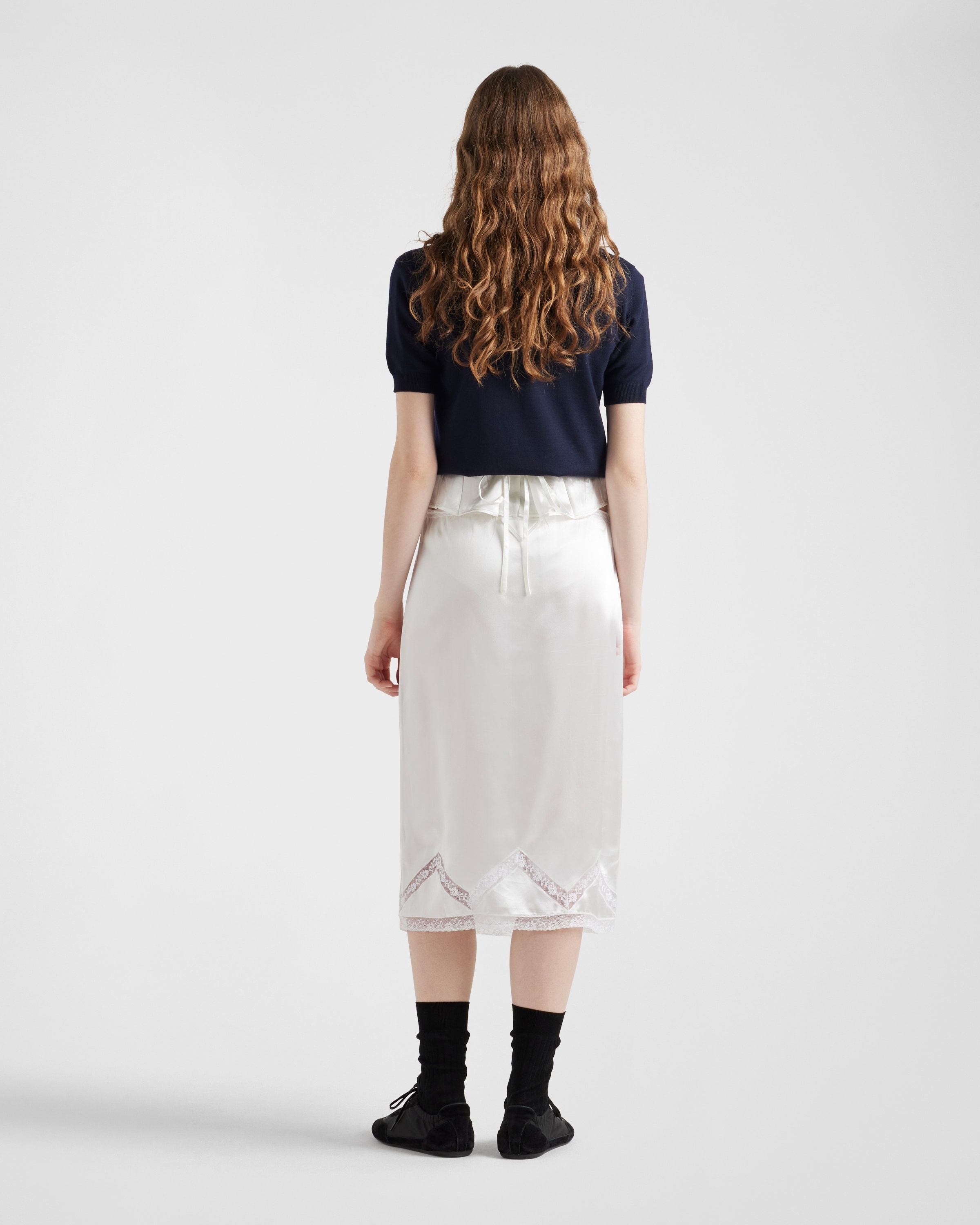 Embroidered satin skirt - 5