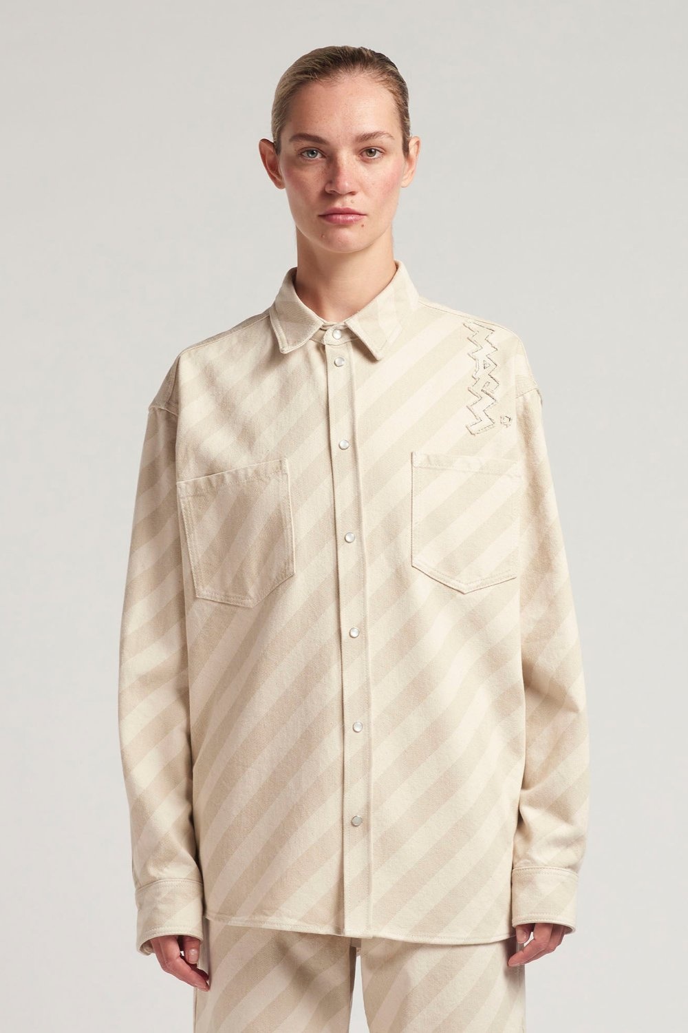 Striped Washed Denim Shirt - 1