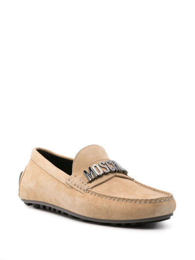 Moschino logo-plaque suede loafers outlook