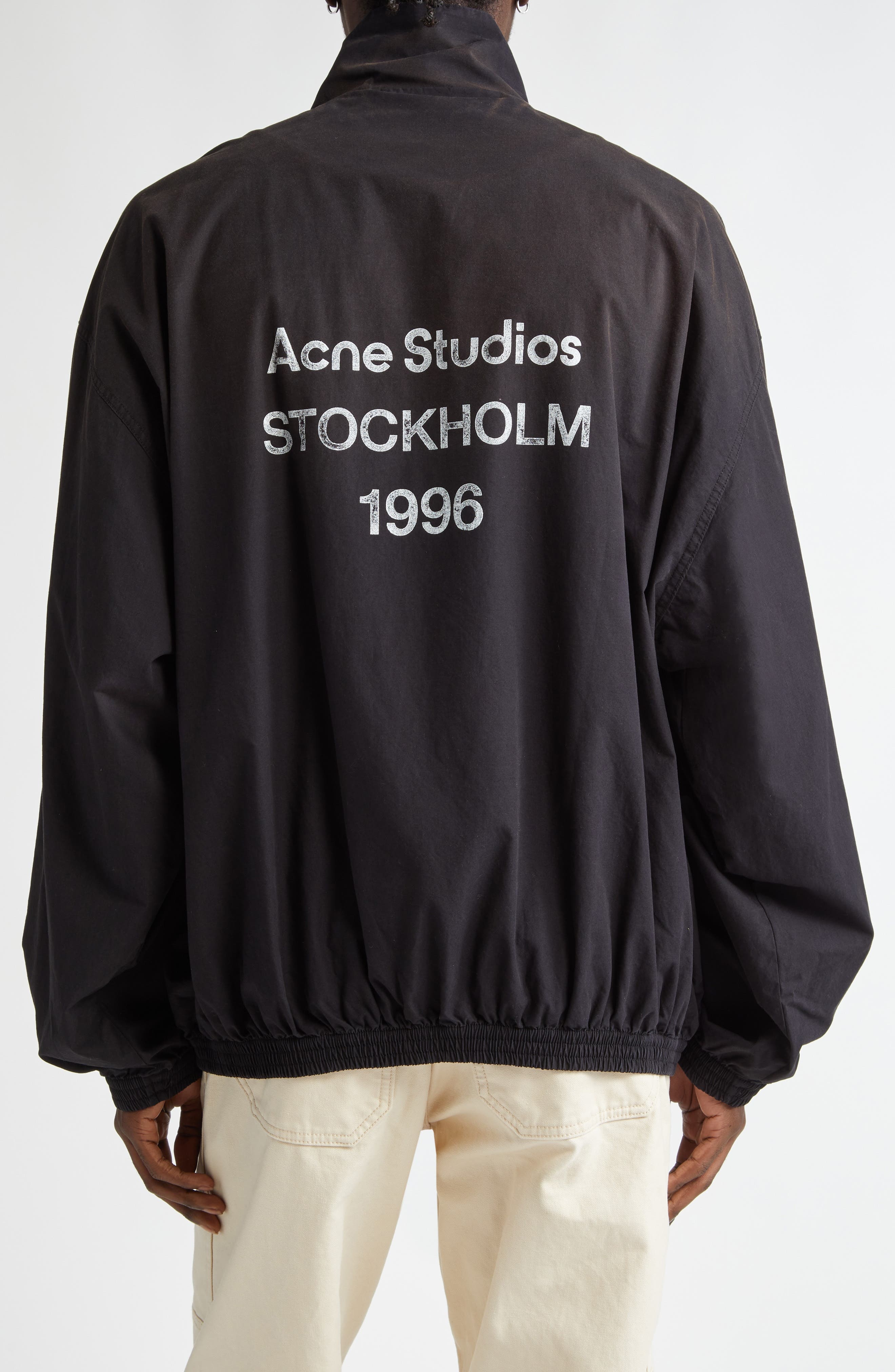 Acne Studios Logo Graphic Cotton Jacket in Black at Nordstrom - 3