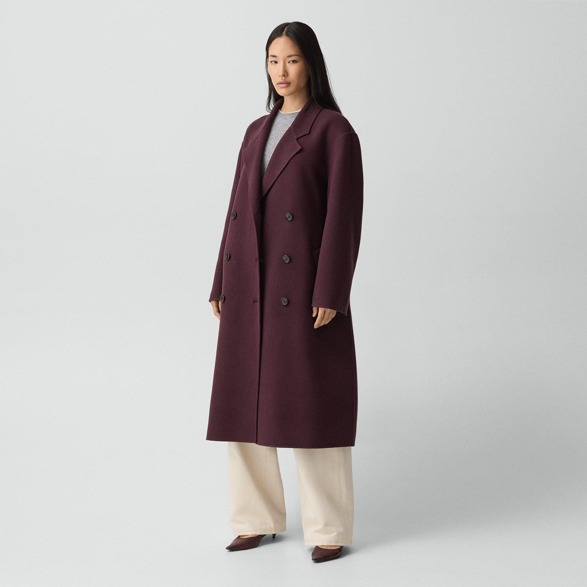 Long Belted Trench Coat in Textured Wool-Cashmere - 3